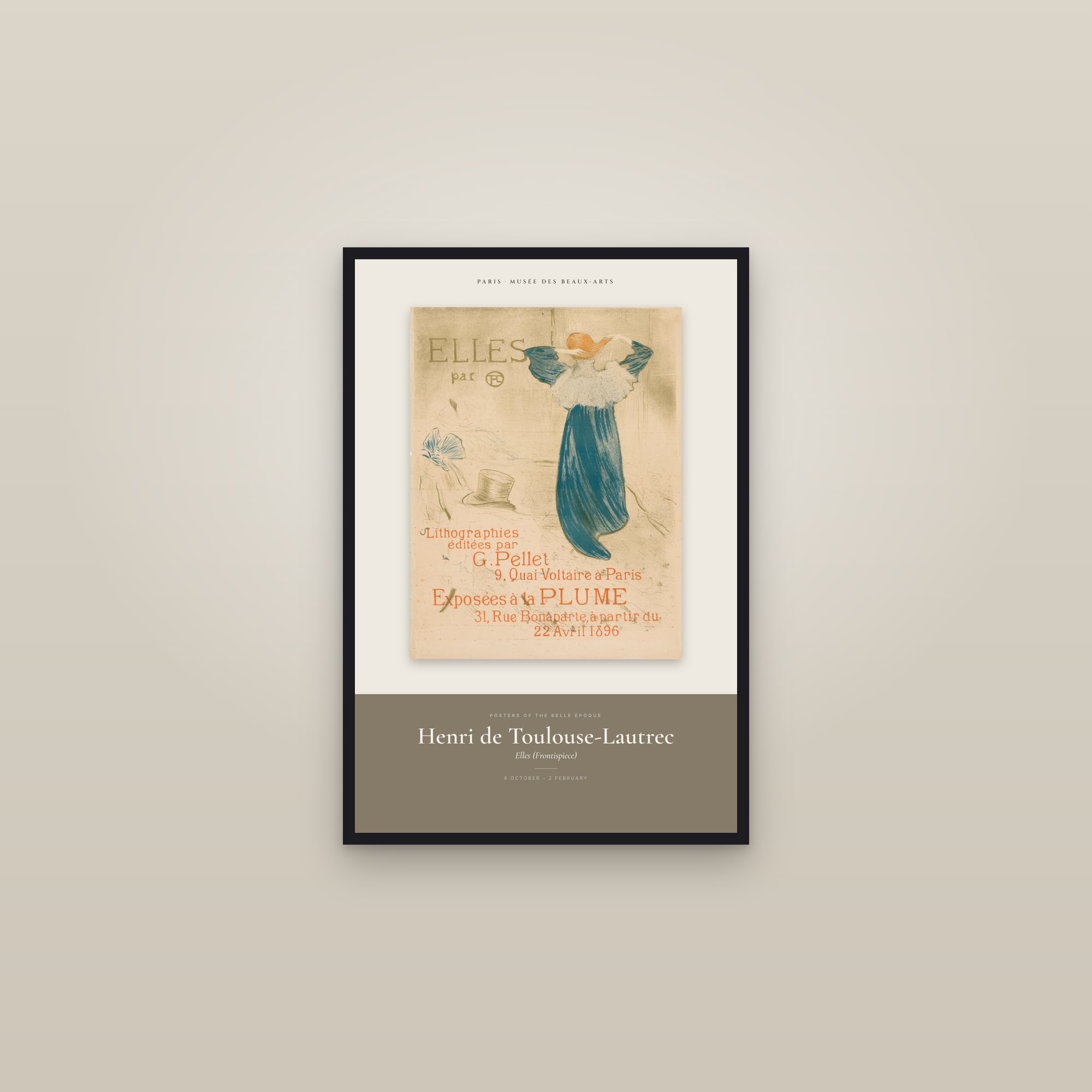 Elles (Frontispiece) — Exhibition Poster — framed in a gallery setting