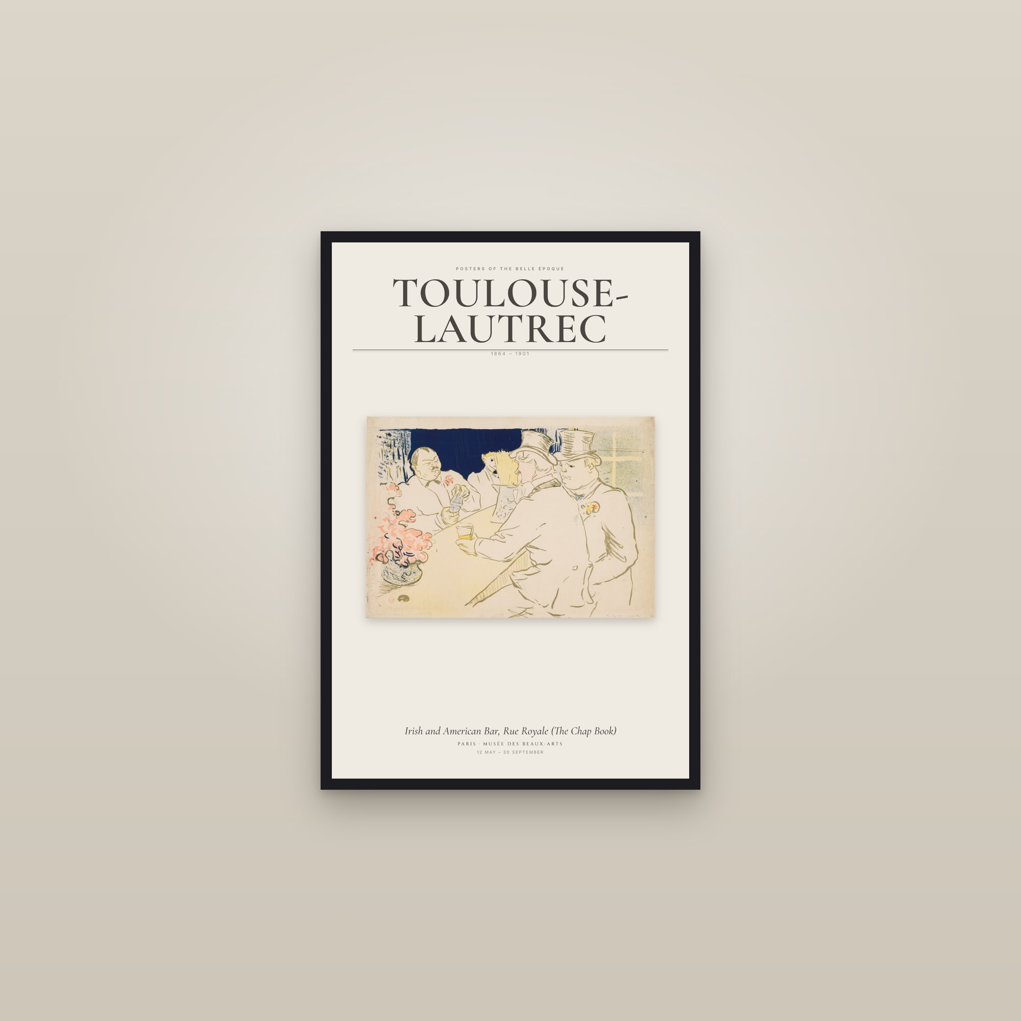 Irish and American Bar, Rue Royale (The Chap Book) — Exhibition Poster — framed in a gallery setting