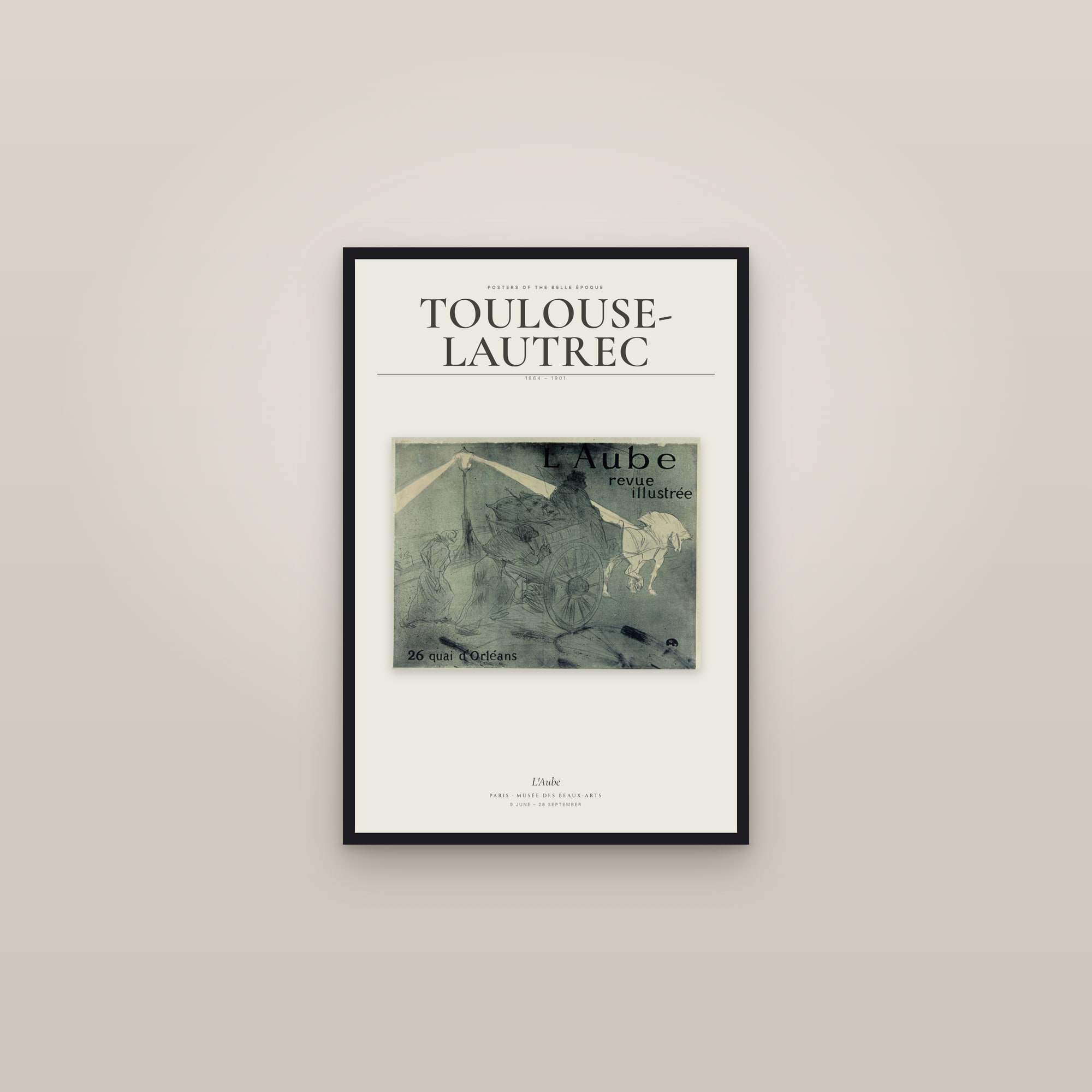 L'Aube — Exhibition Poster — framed in a gallery setting