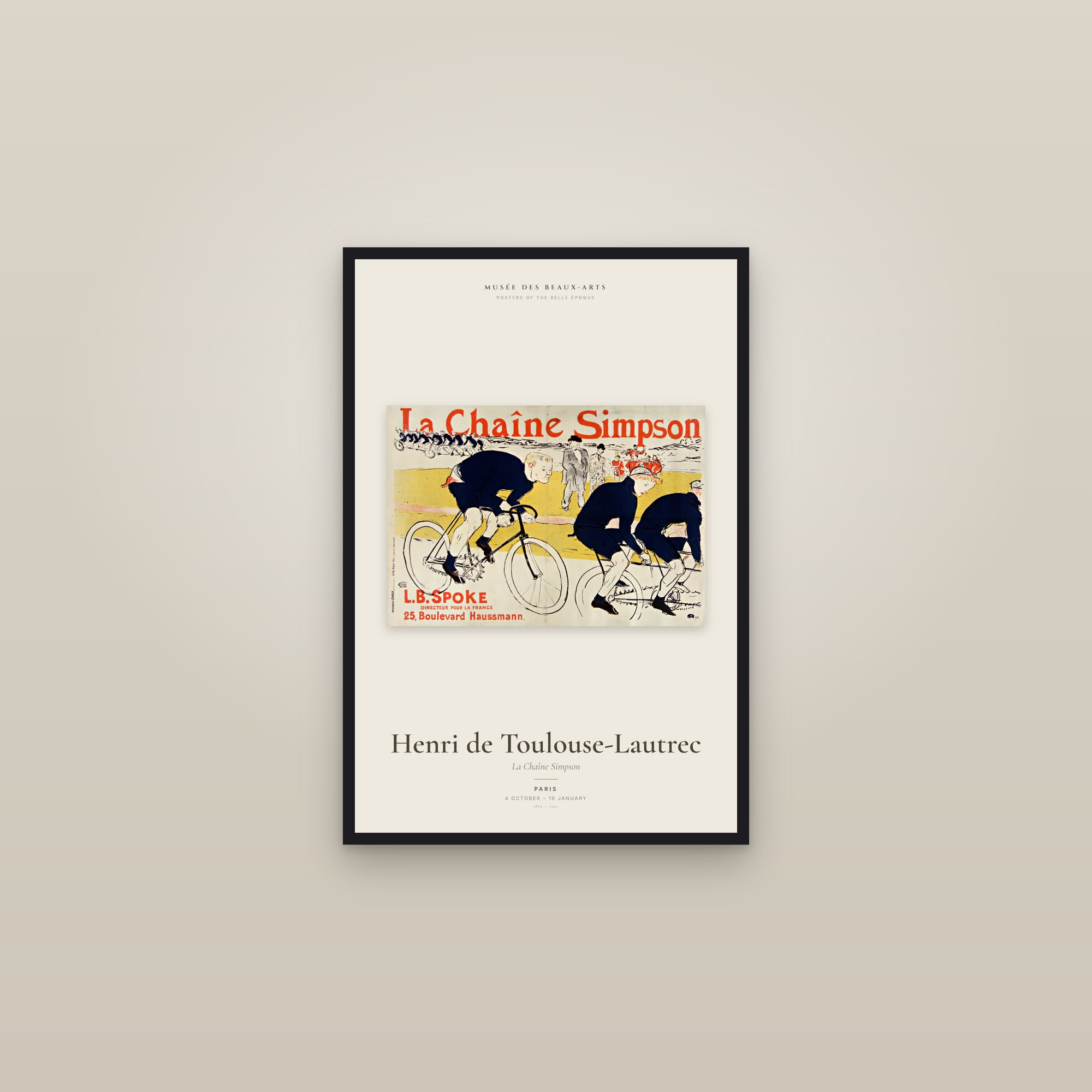 La Chaîne Simpson — Exhibition Poster — framed in a gallery setting