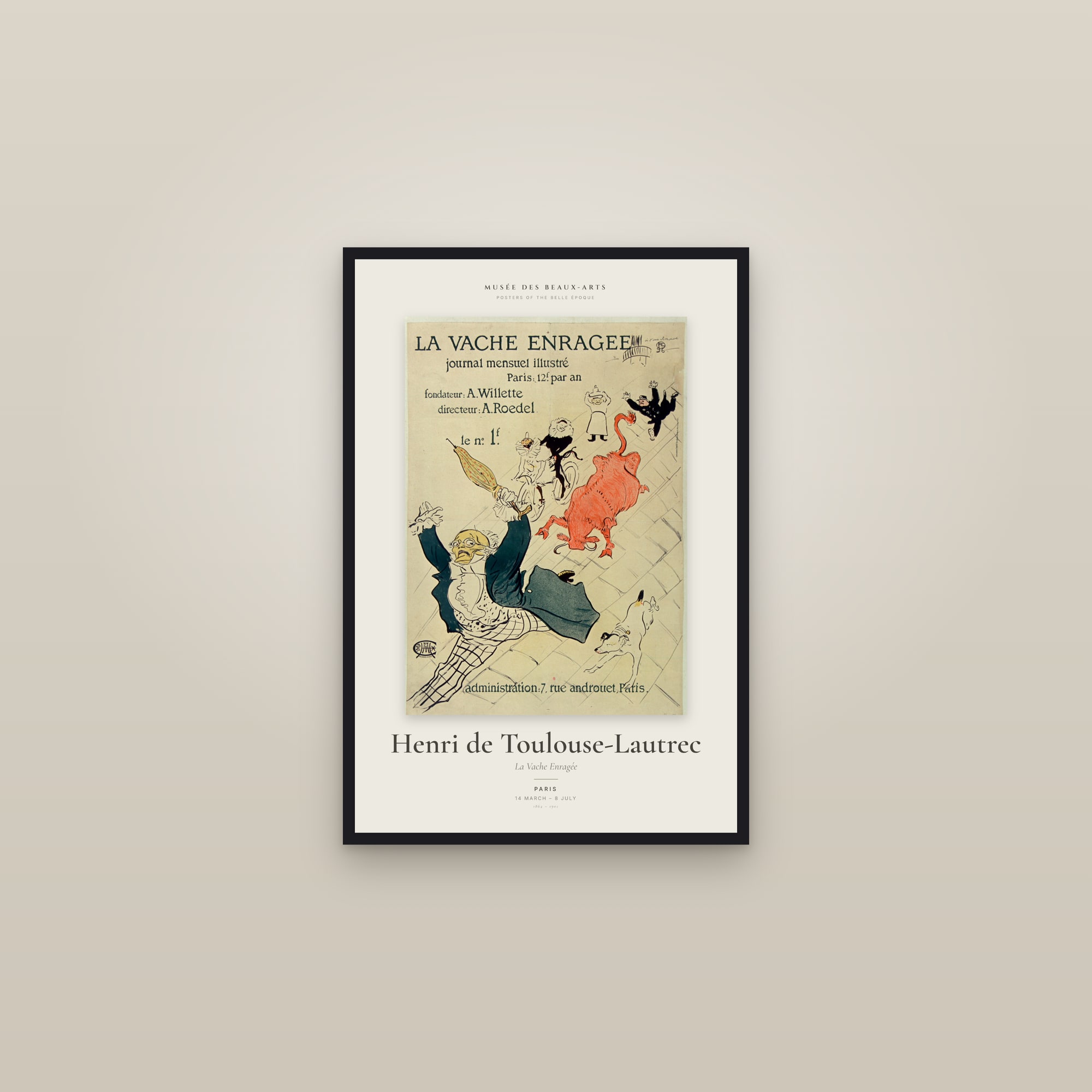 La Vache Enragée — Exhibition Poster — framed in a gallery setting