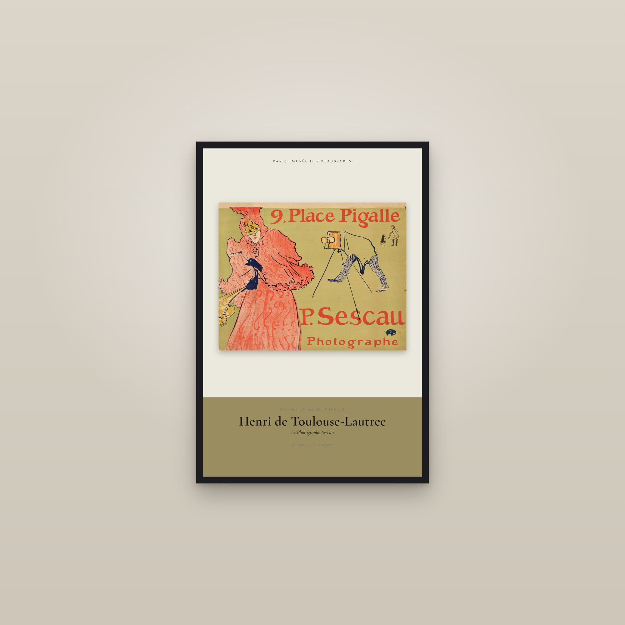Le Photographe Sescau — Exhibition Poster — framed in a gallery setting