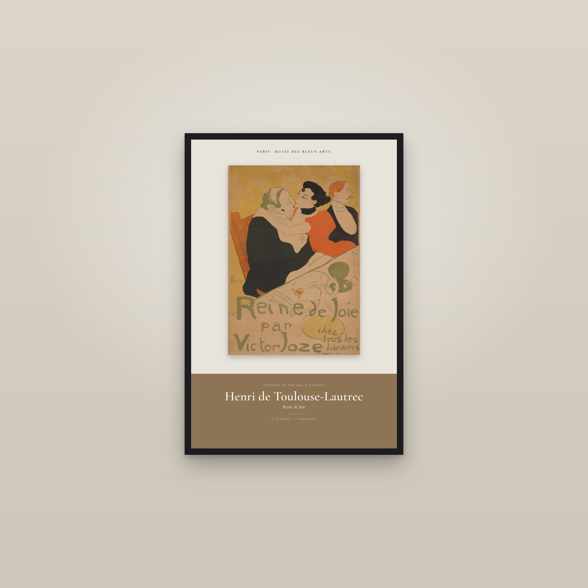 Reine de Joie — Exhibition Poster — framed in a gallery setting