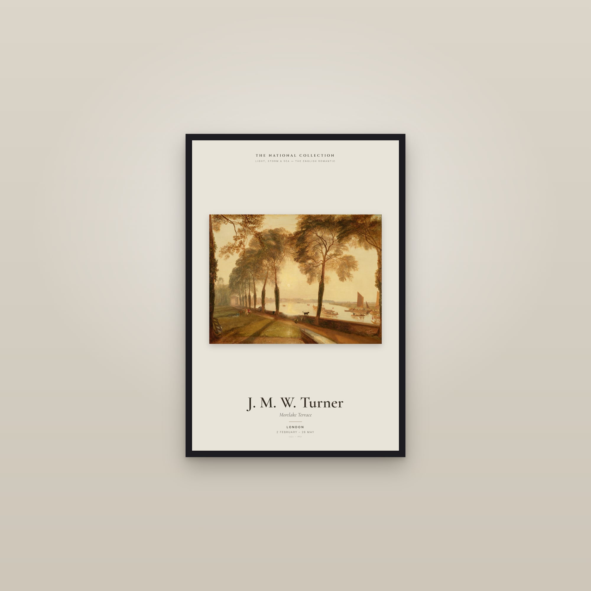 Mortlake Terrace — Exhibition Poster — framed in a gallery setting