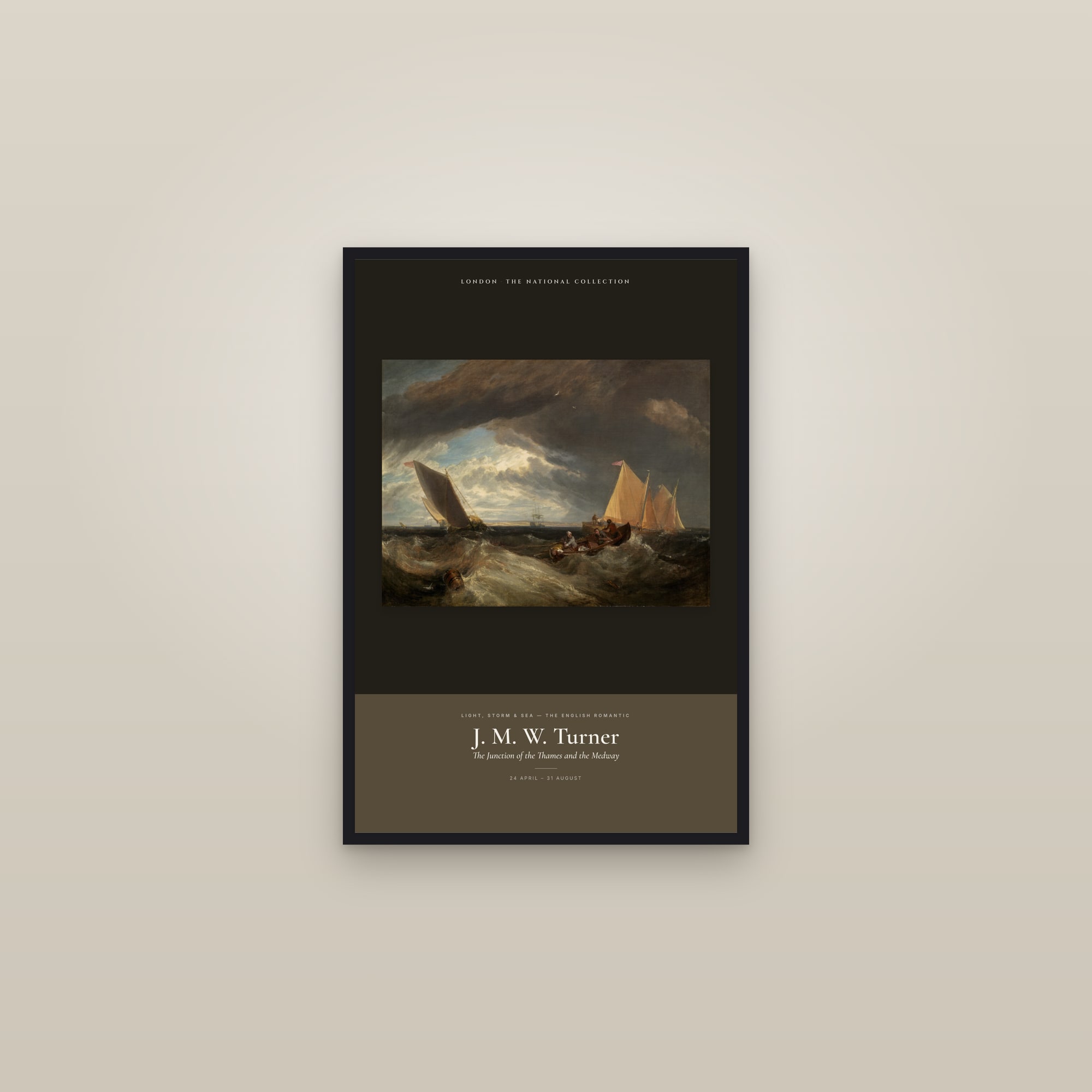 The Junction of the Thames and the Medway — Exhibition Poster — framed in a gallery setting
