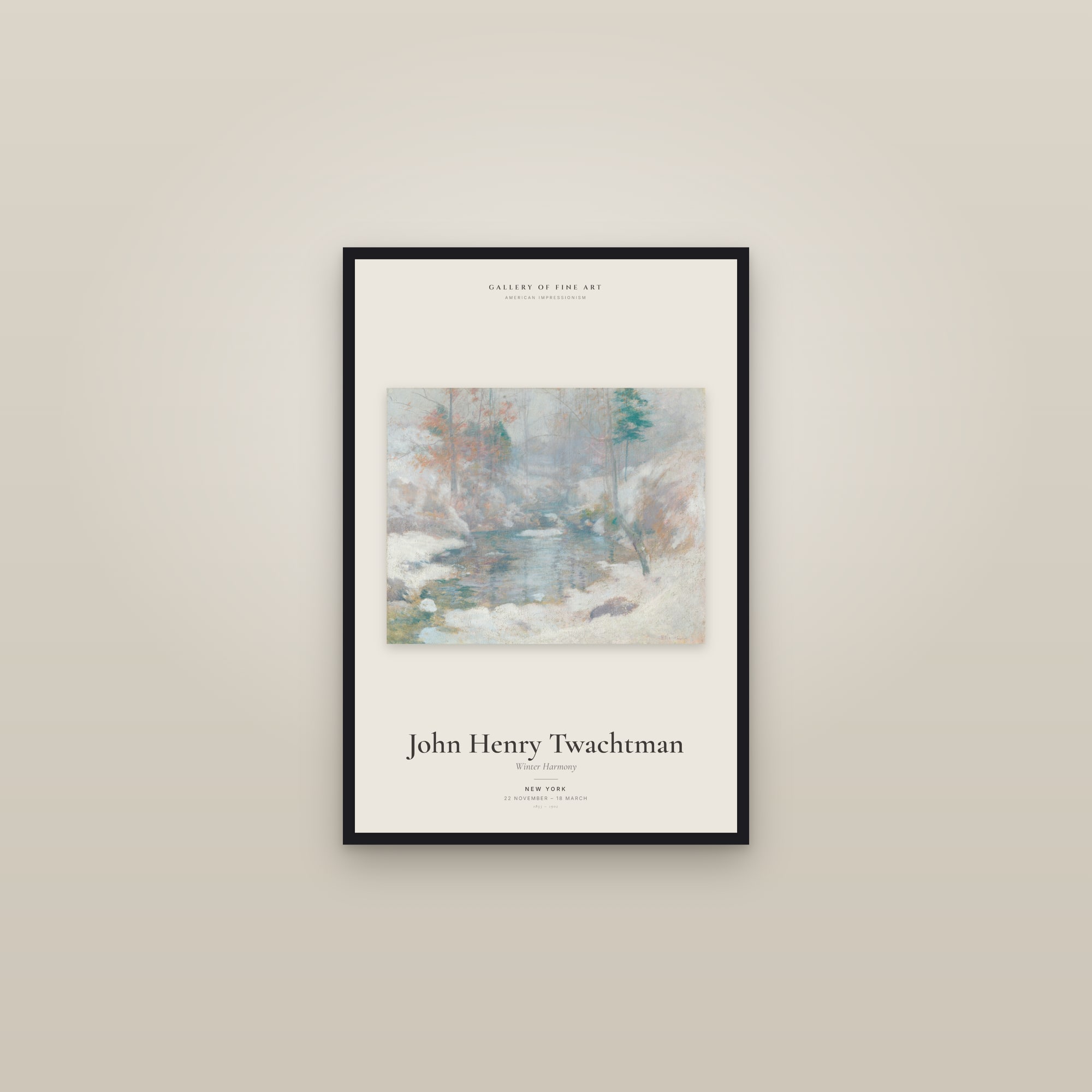 Winter Harmony — Exhibition Poster — framed in a gallery setting
