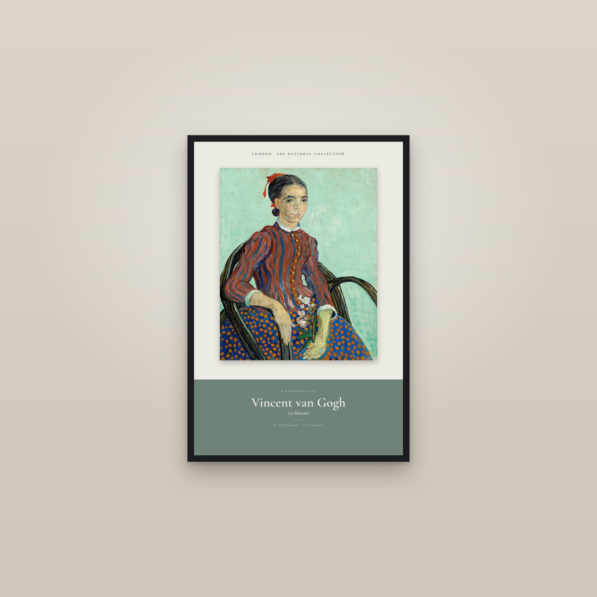 La Mousmé — Exhibition Poster — framed in a gallery setting