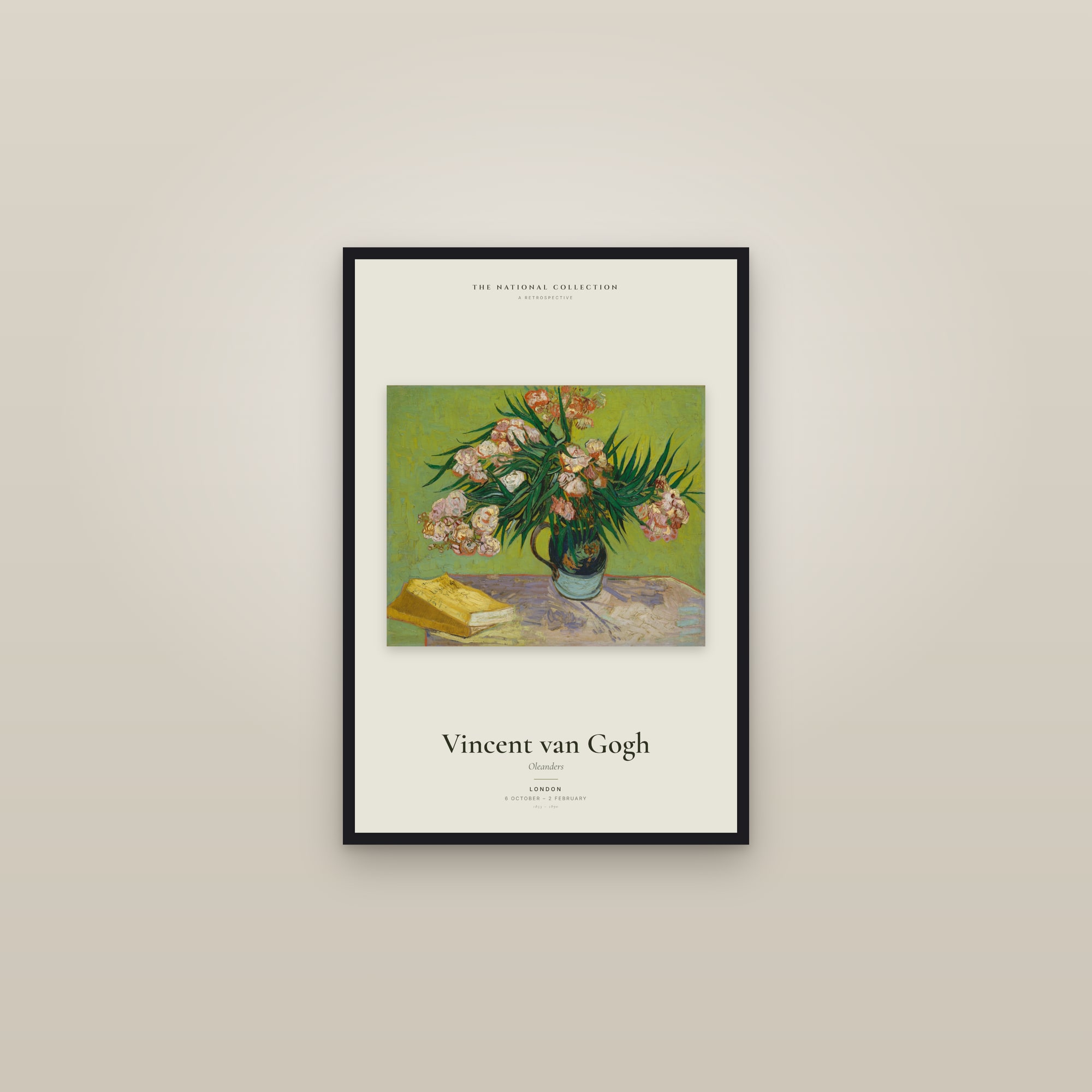 Oleanders — Exhibition Poster — framed in a gallery setting