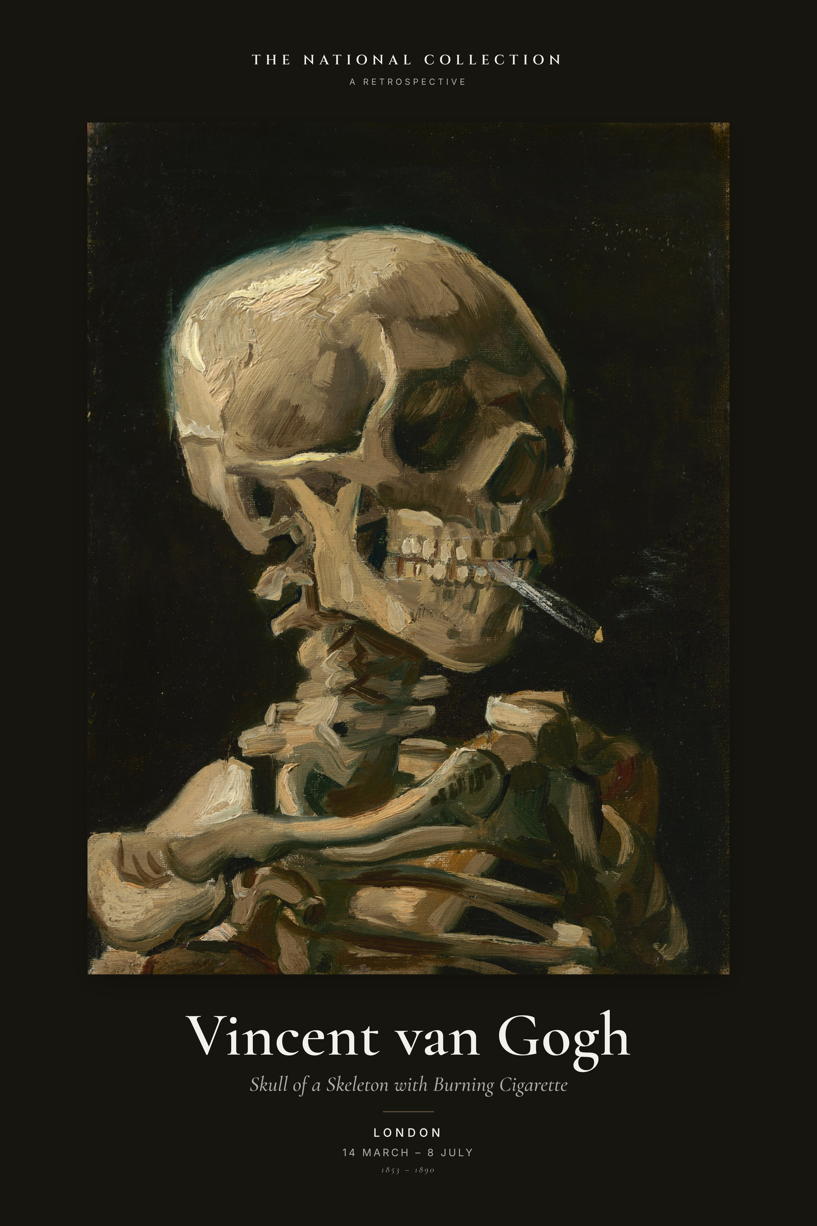 Skull of a Skeleton with Burning Cigarette — Exhibition Poster