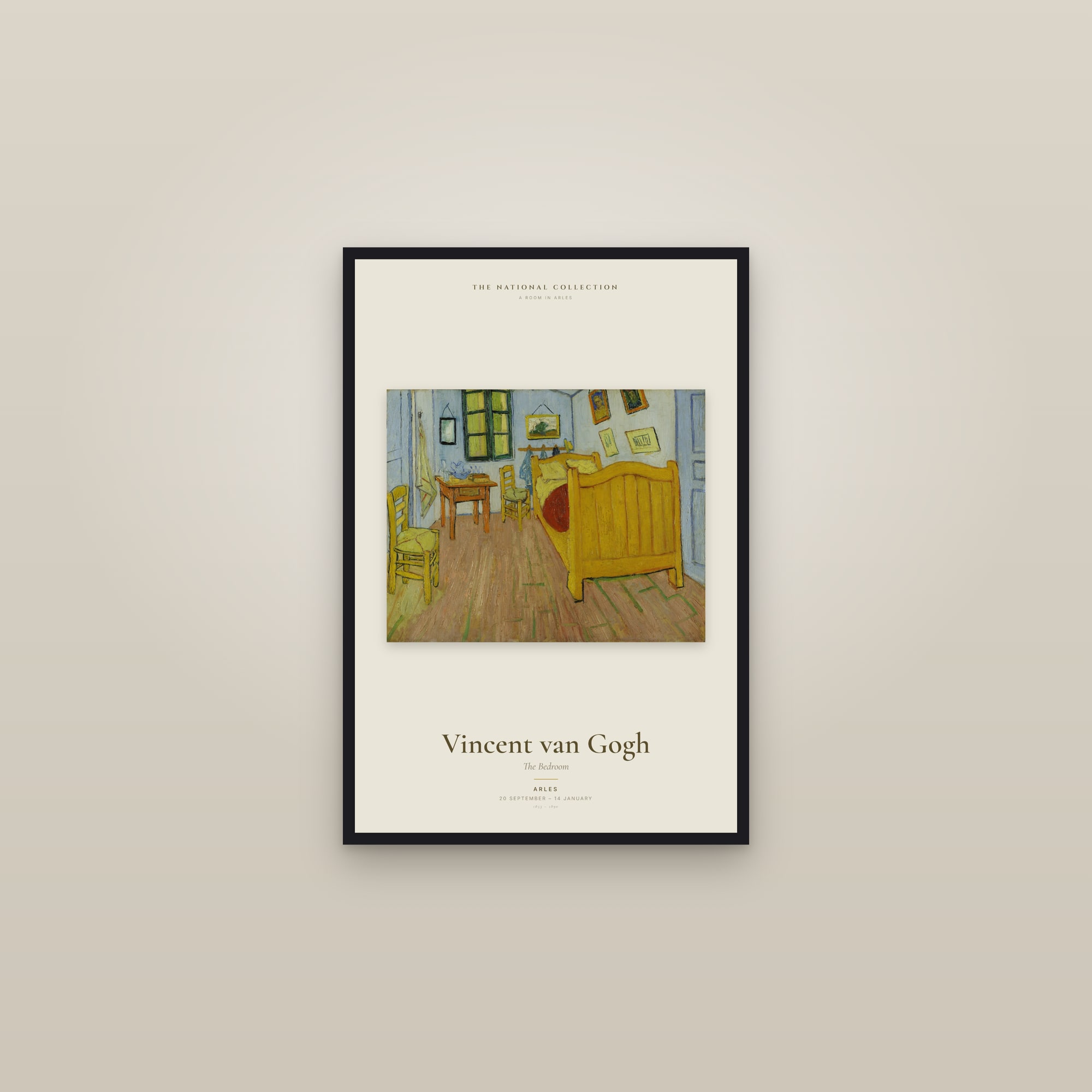 The Bedroom — Exhibition Poster — framed in a gallery setting