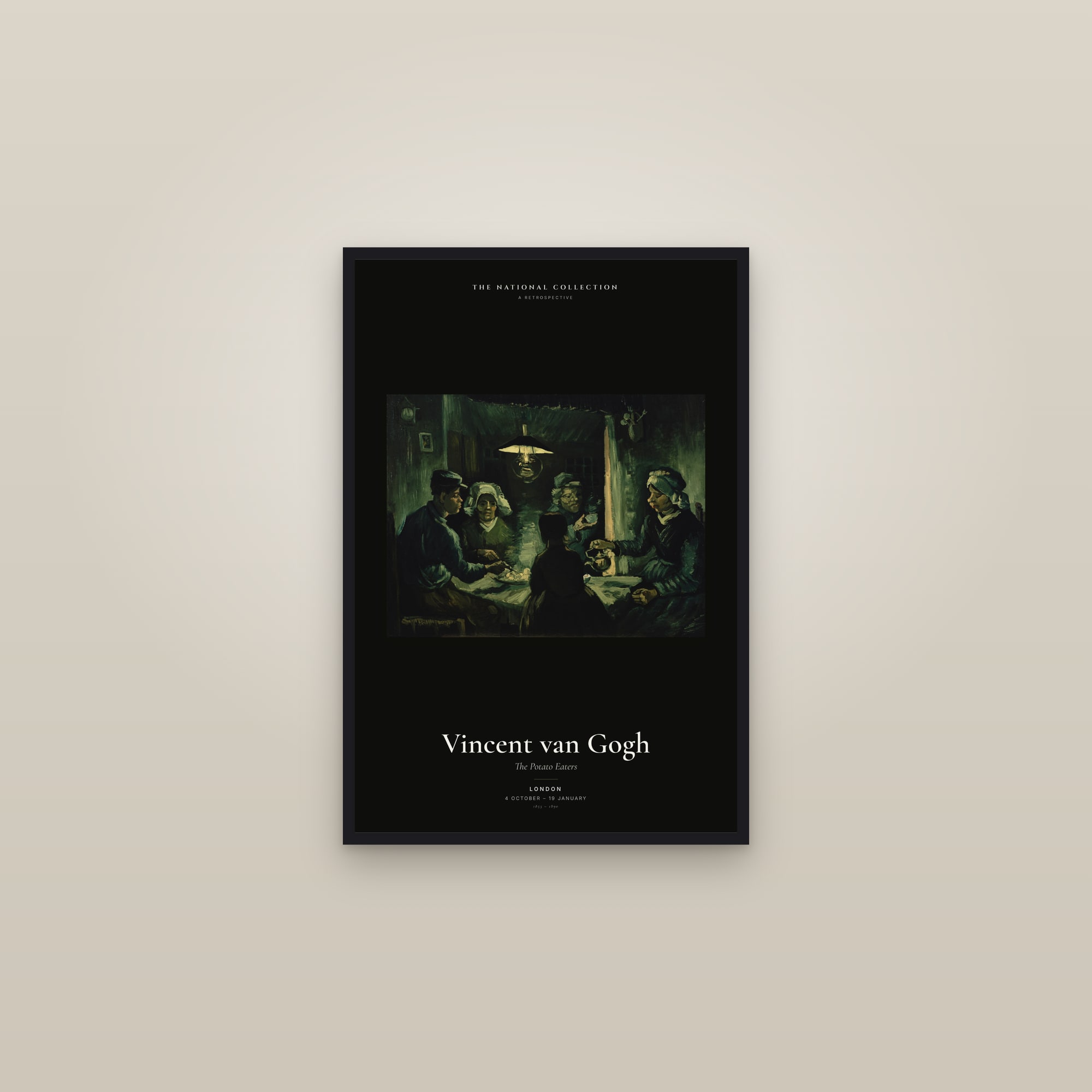 The Potato Eaters — Exhibition Poster — framed in a gallery setting