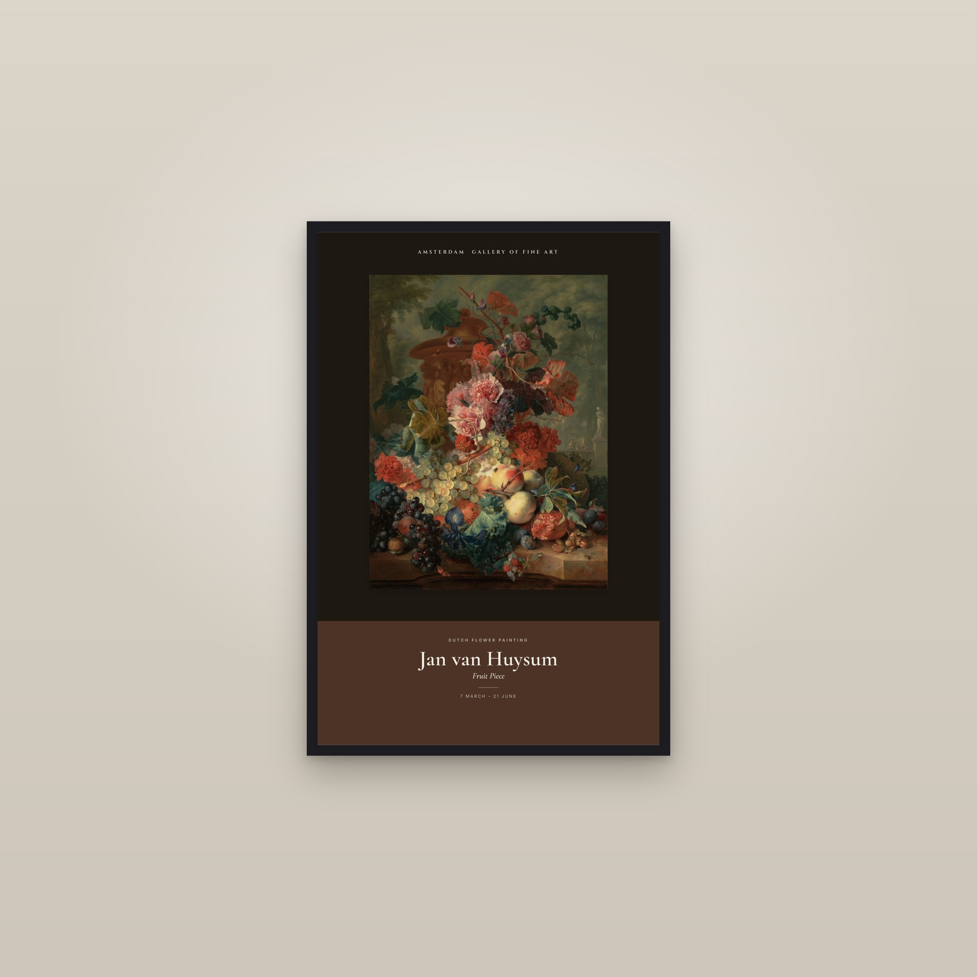 Fruit Piece — Exhibition Poster — framed in a gallery setting