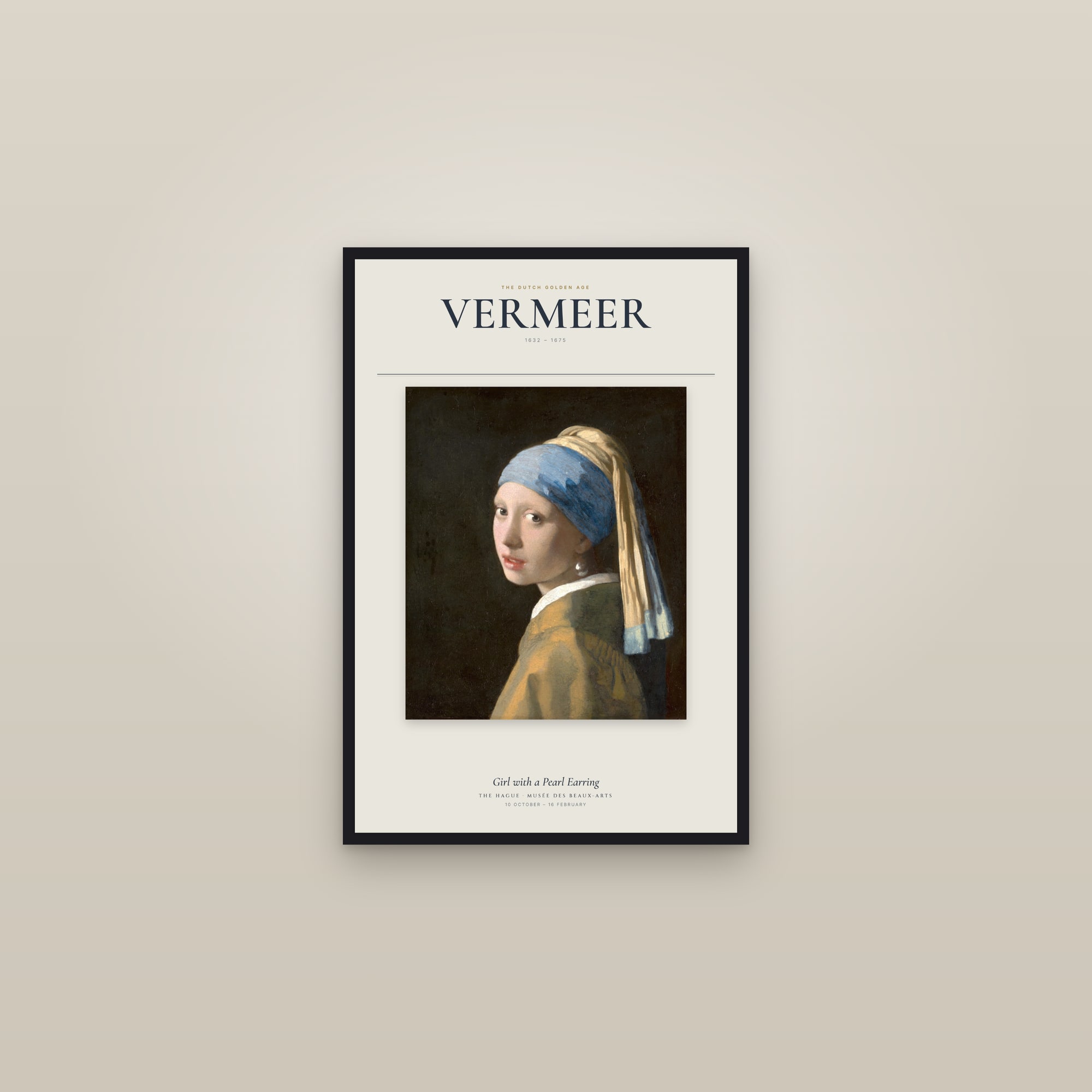 Girl with a Pearl Earring — Exhibition Poster — framed in a gallery setting