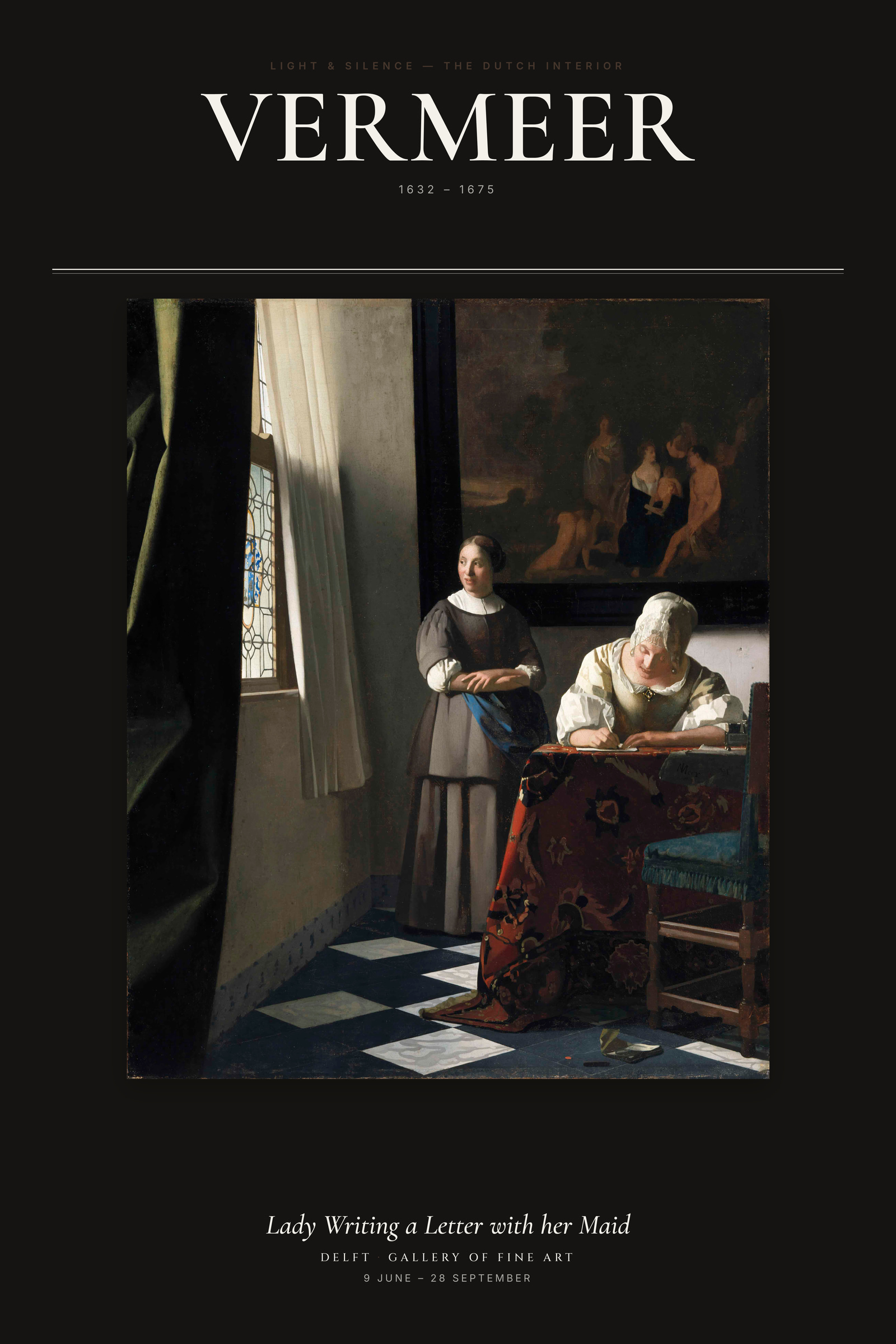 Lady Writing a Letter with her Maid — Exhibition Poster
