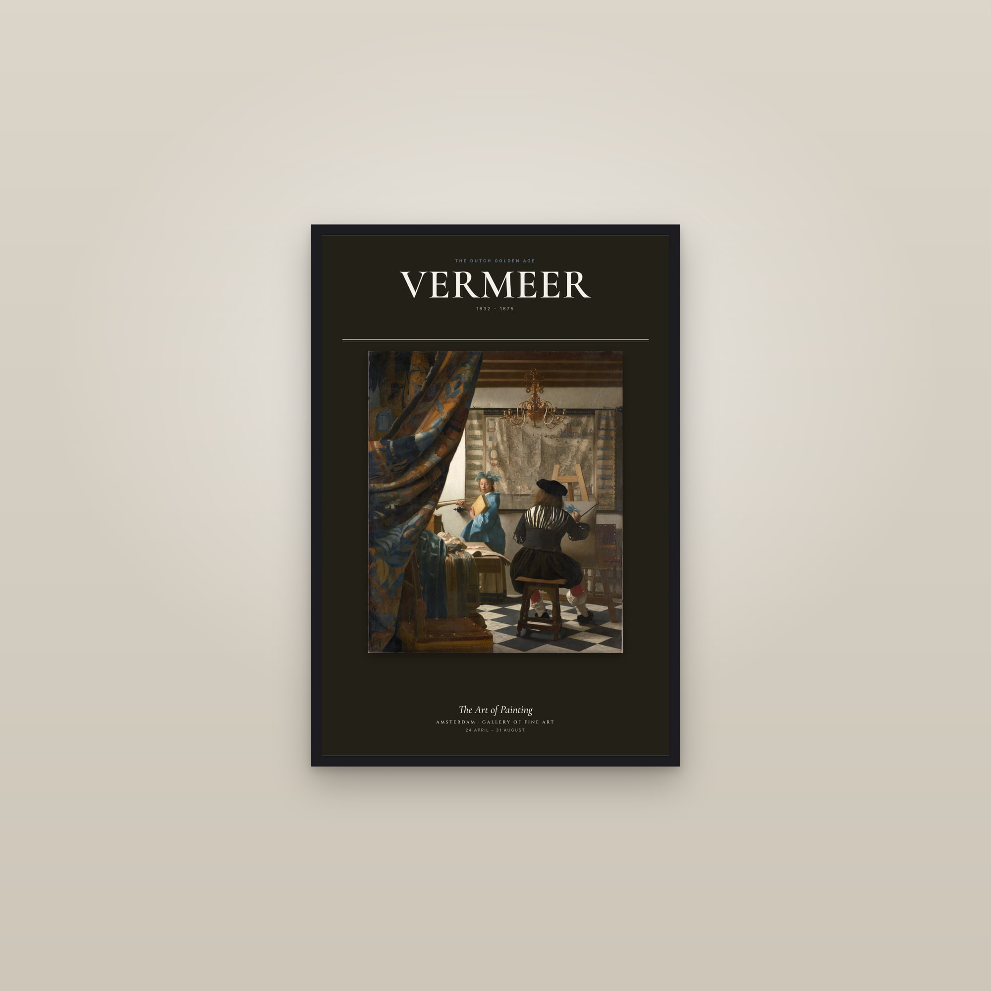 The Art of Painting — Exhibition Poster — framed in a gallery setting