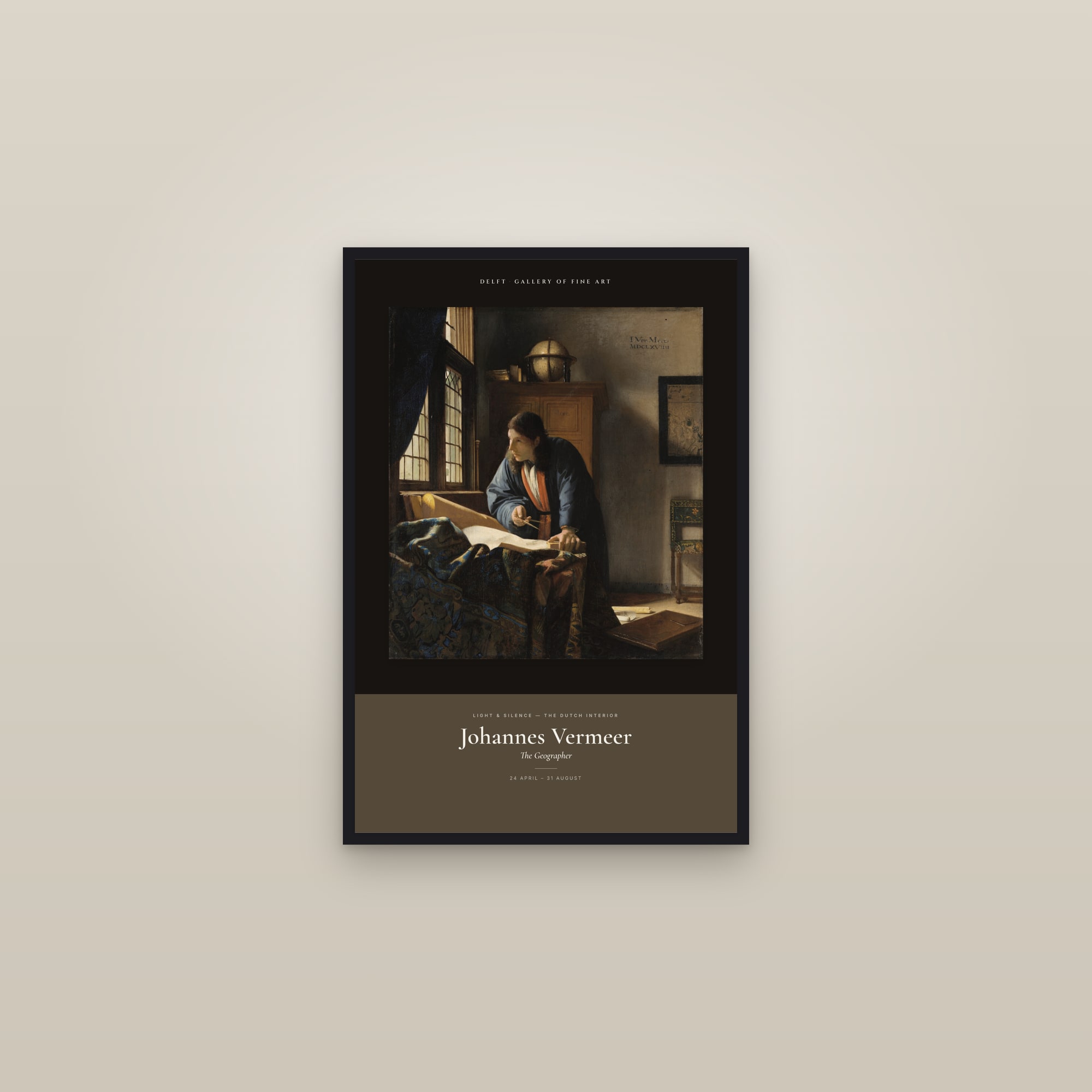 The Geographer — Exhibition Poster — framed in a gallery setting