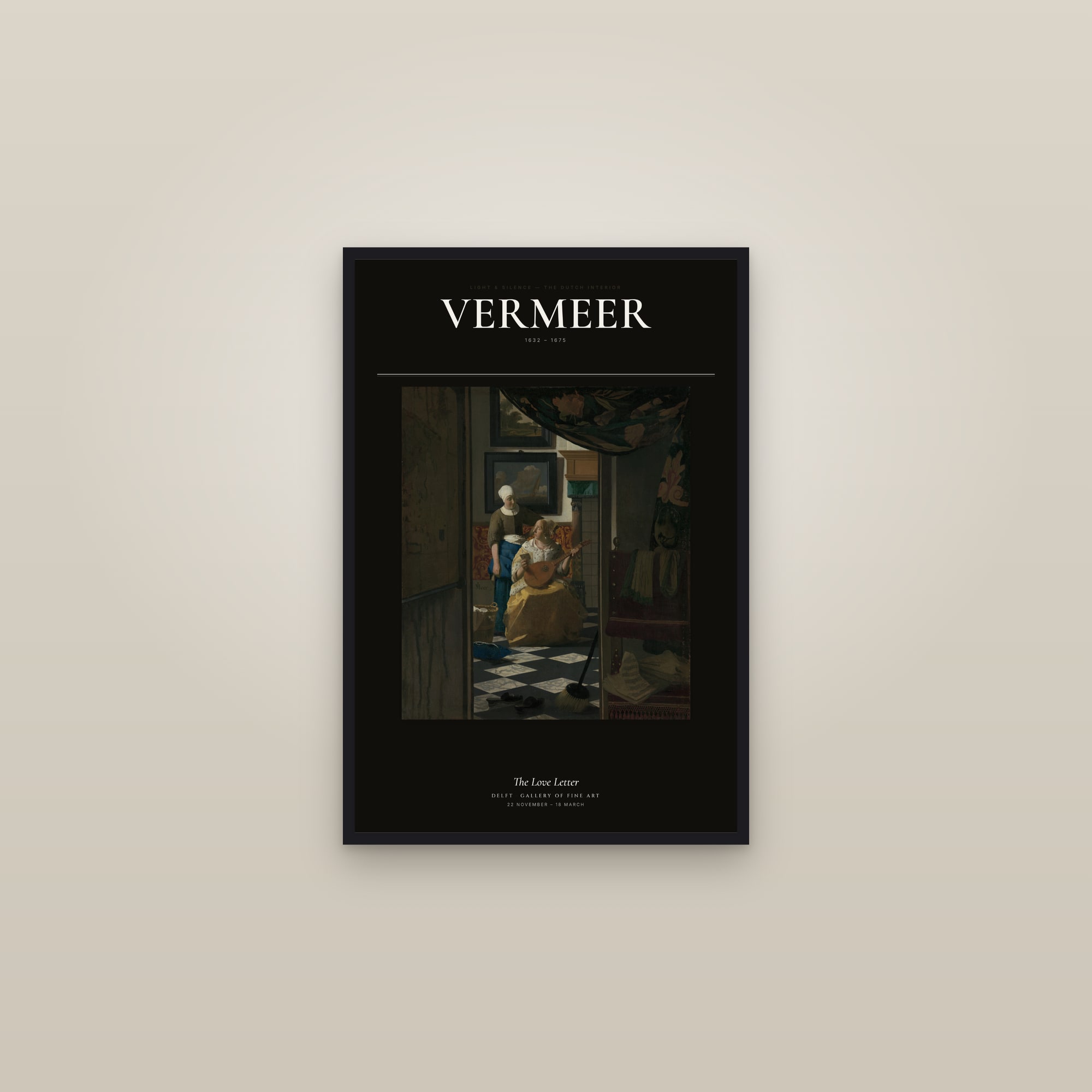 The Love Letter — Exhibition Poster — framed in a gallery setting