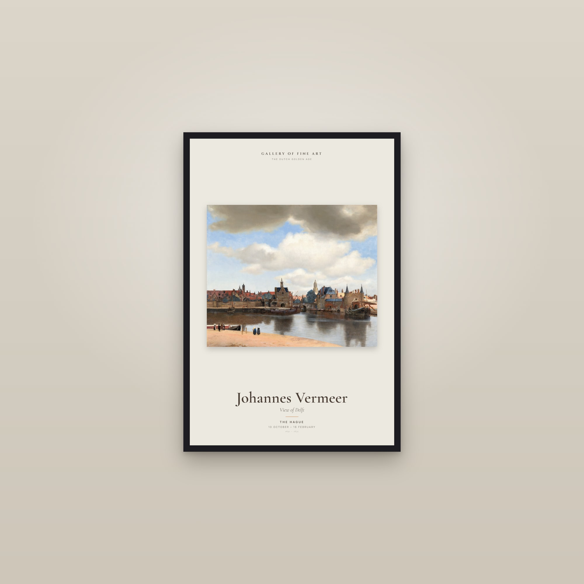 View of Delft — Exhibition Poster — framed in a gallery setting