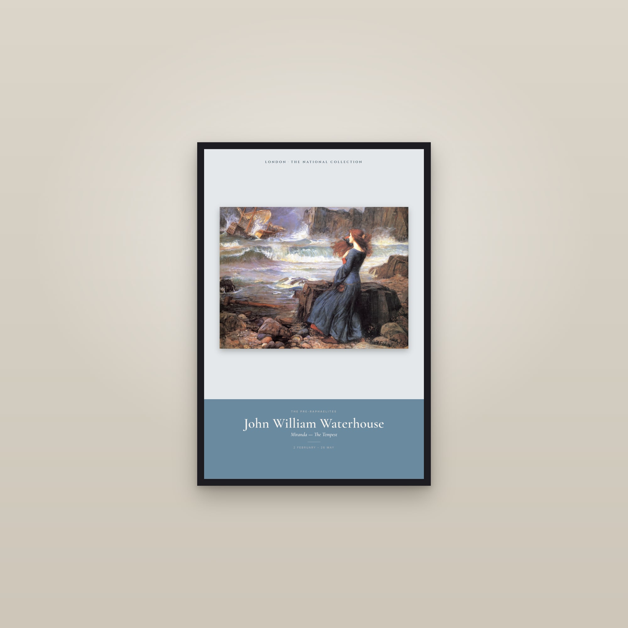 Miranda — The Tempest — Exhibition Poster — framed in a gallery setting