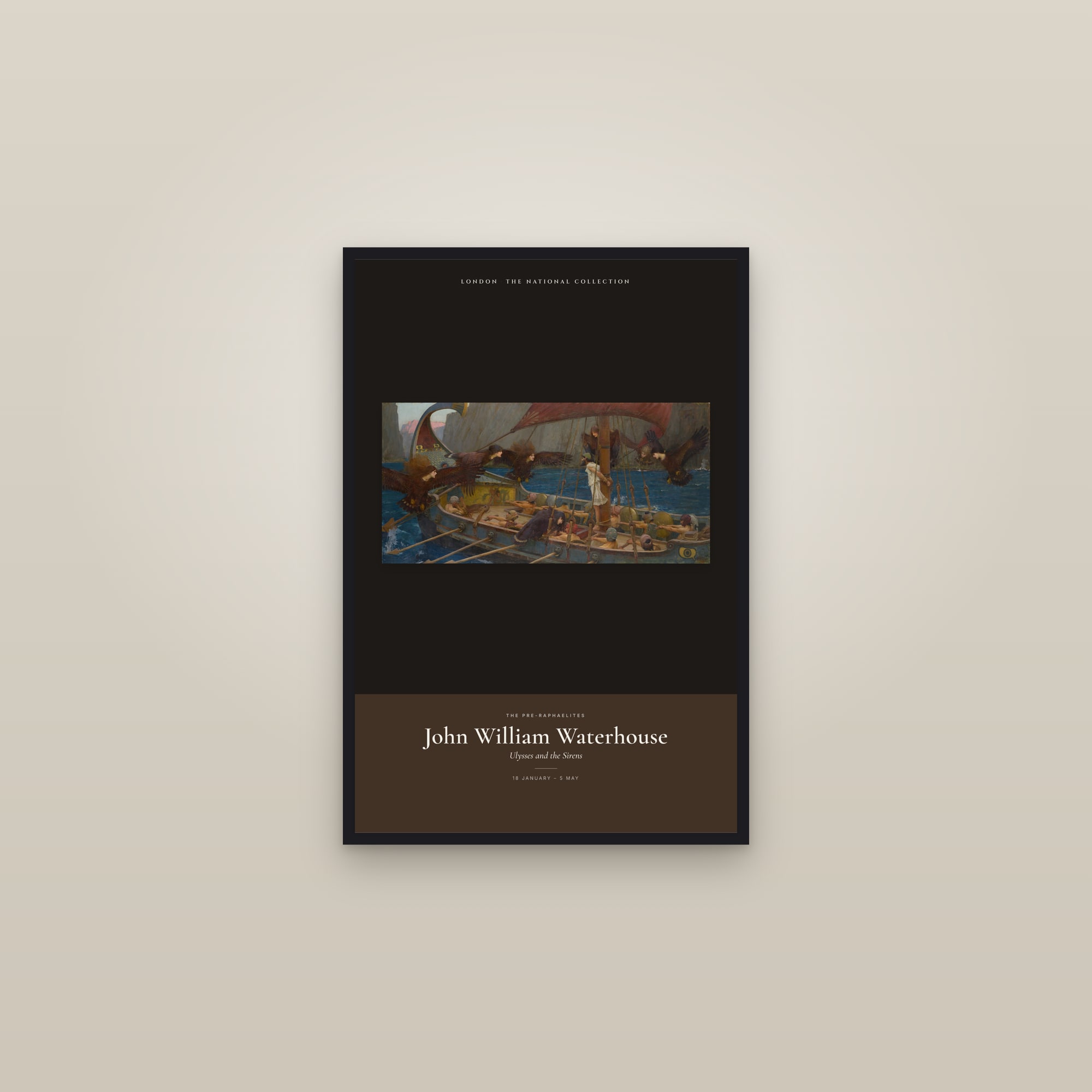 Ulysses and the Sirens — Exhibition Poster — framed in a gallery setting