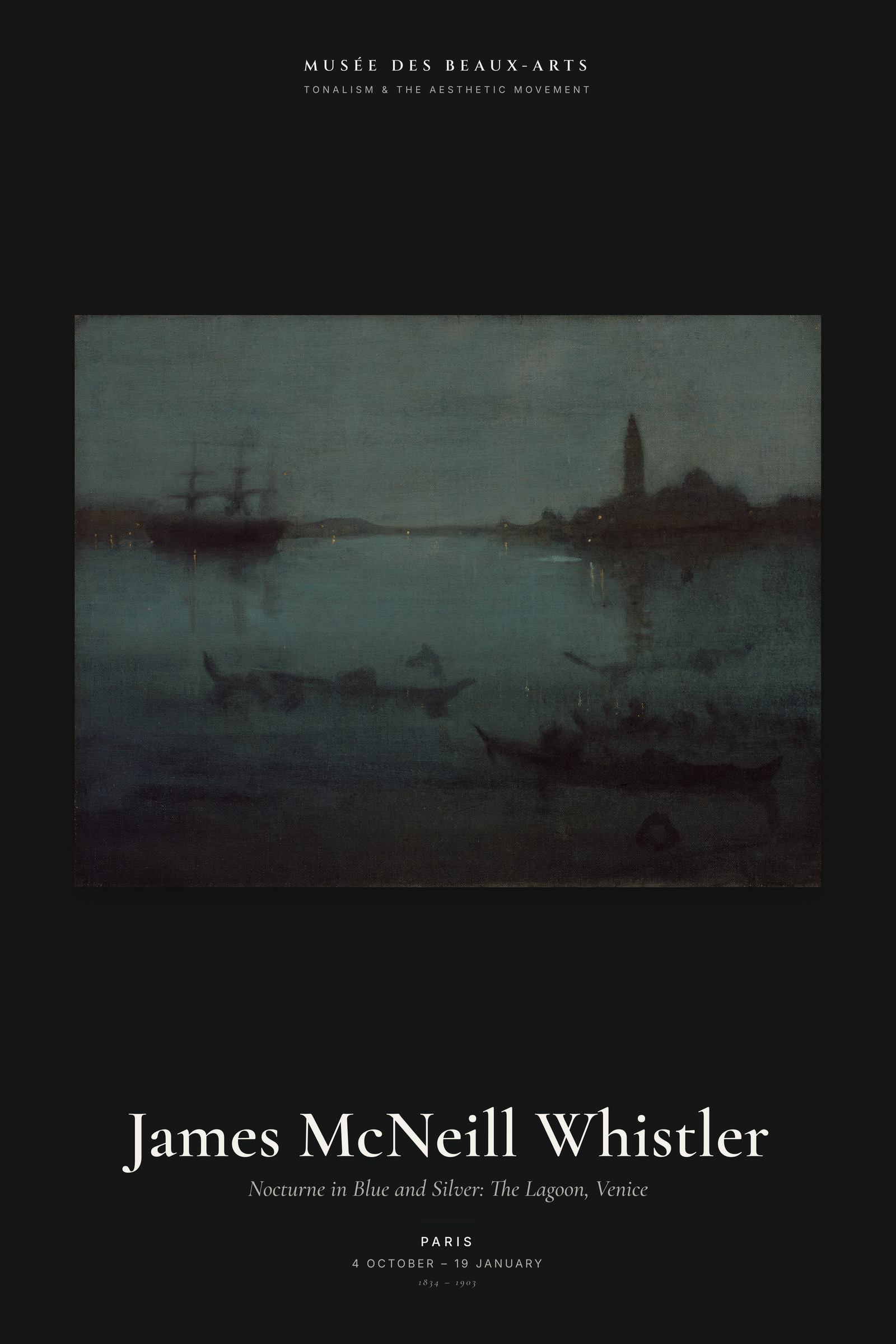 Nocturne in Blue and Silver: The Lagoon, Venice — Exhibition Poster
