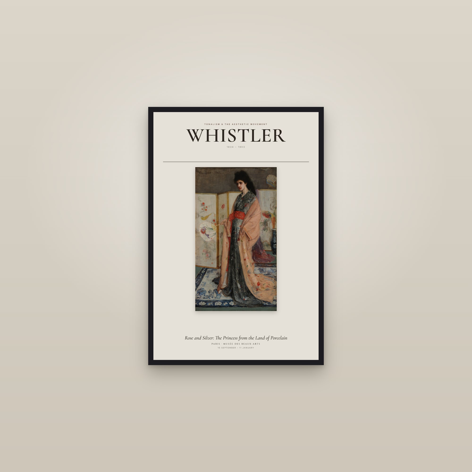 Rose and Silver: The Princess from the Land of Porcelain — Exhibition Poster — framed in a gallery setting