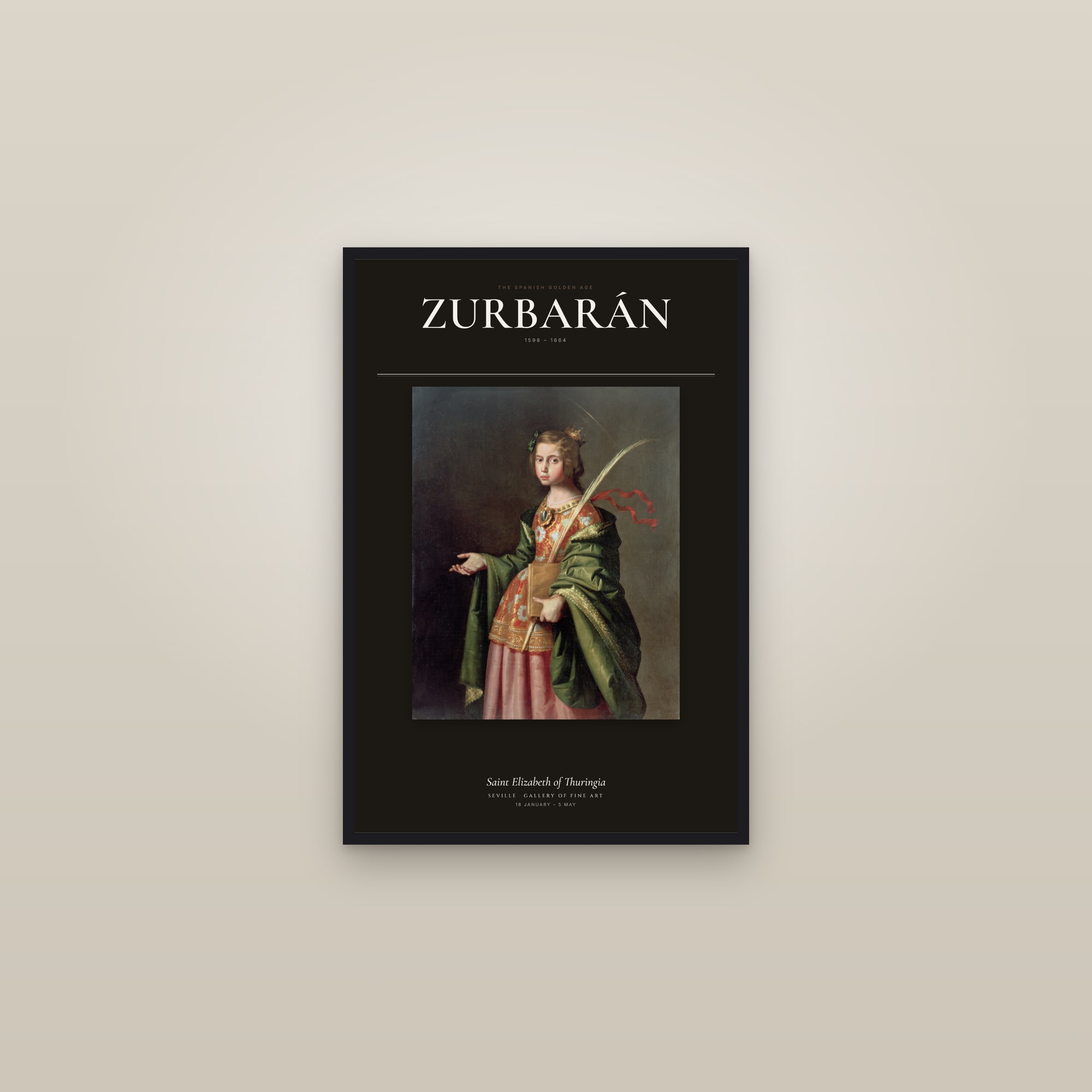 Saint Elizabeth of Thuringia — Exhibition Poster — framed in a gallery setting