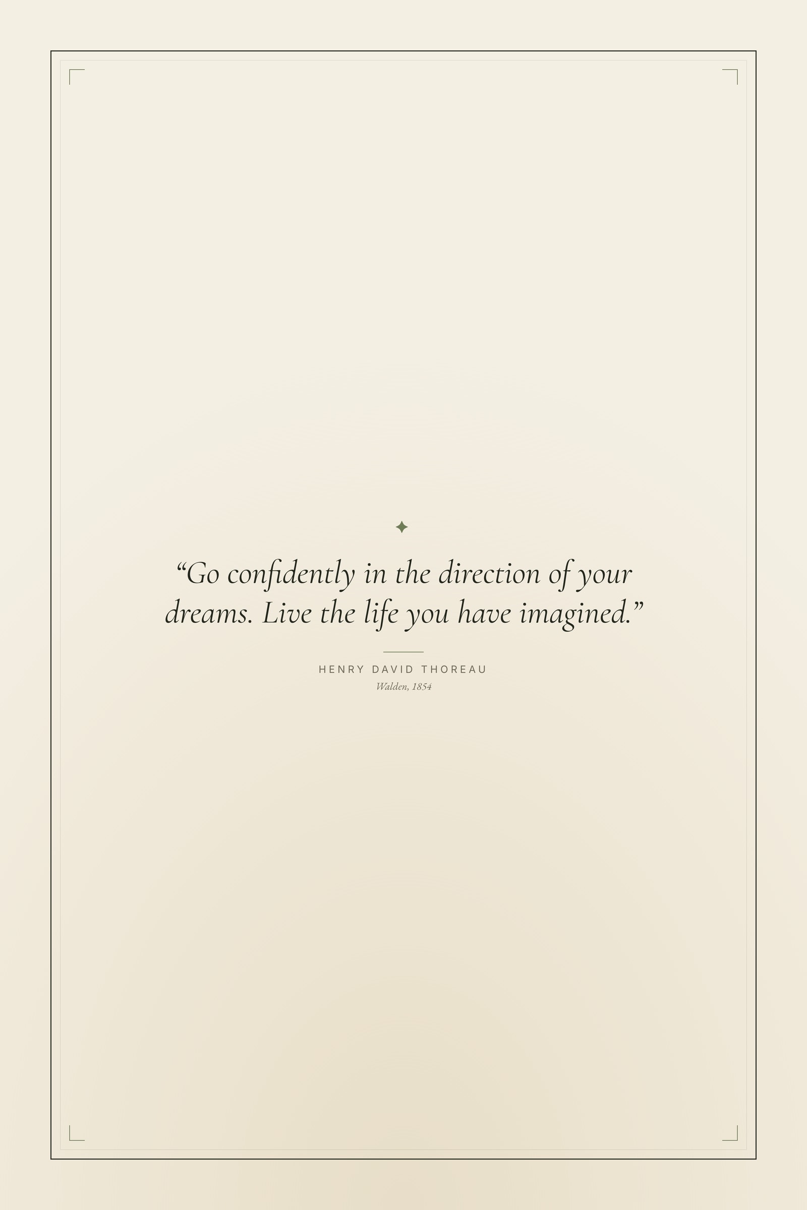 “Go confidently in the direction of your dreams. Live the life you have imagined.”