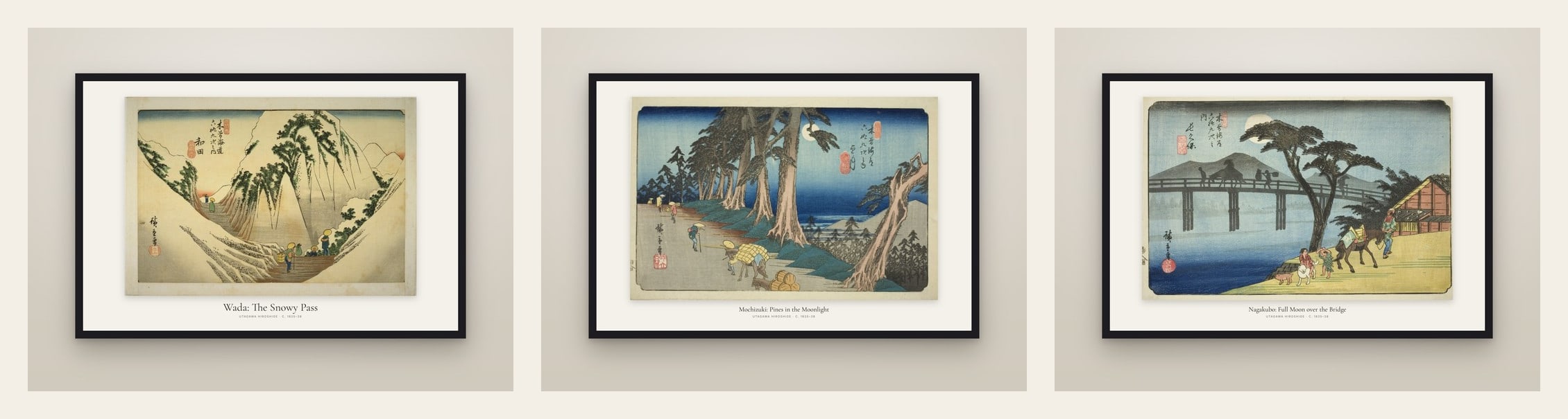 Kisokaidō Nocturnes — set of three prints