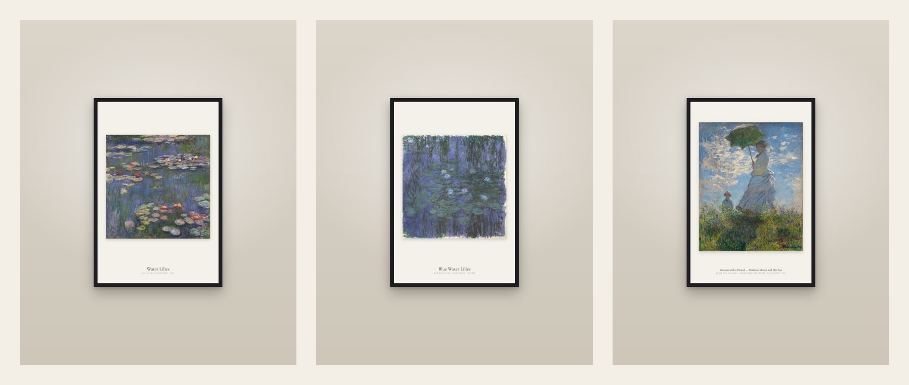 Monet's Water — set of three prints