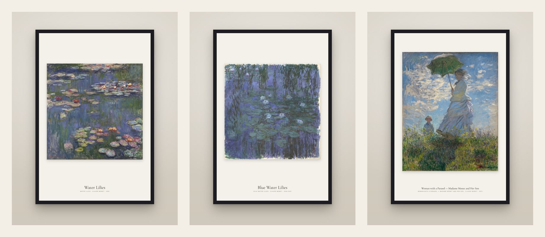 Monet's Water — set of three prints