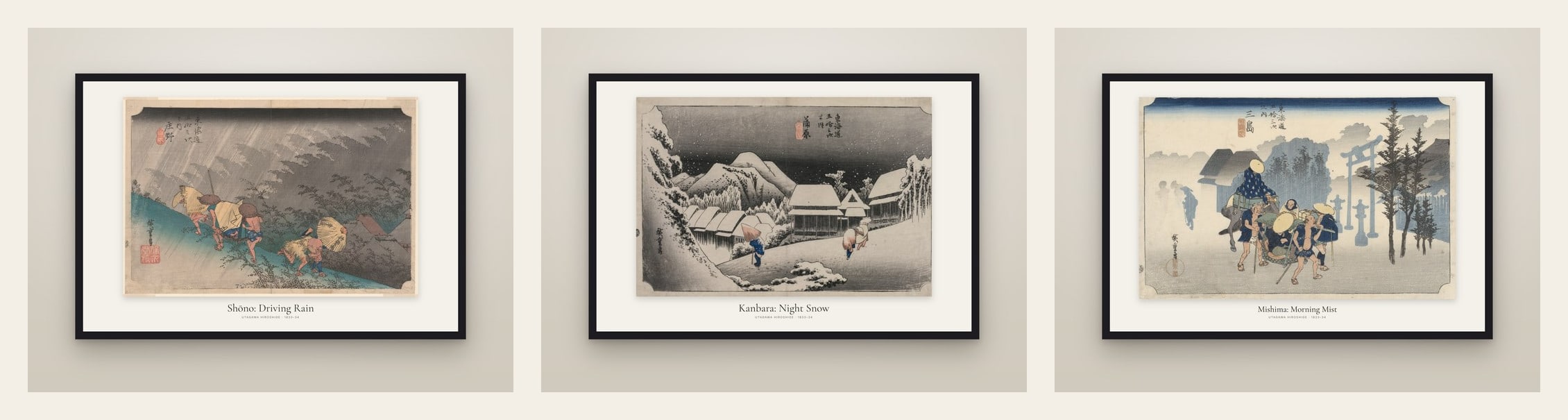 Tōkaidō Weather — set of three prints