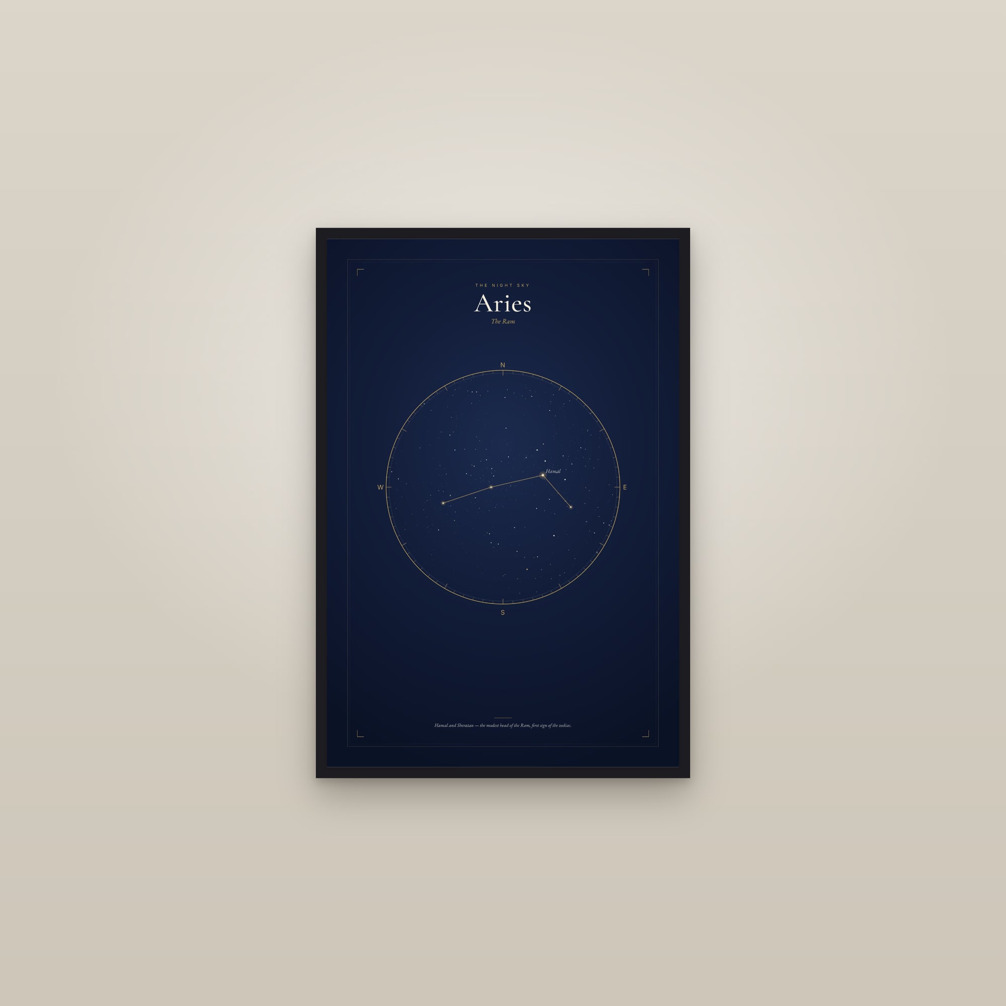Aries — Star Map — framed in a gallery setting