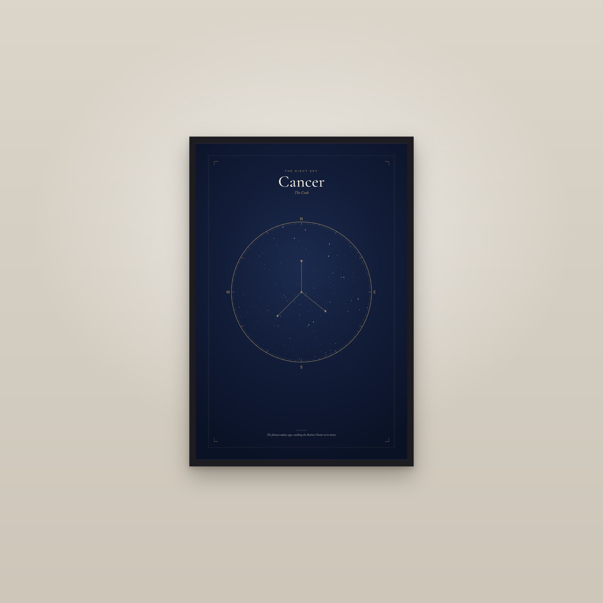 Cancer — Star Map — framed in a gallery setting
