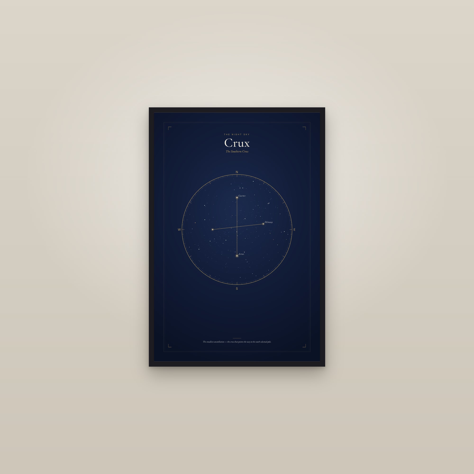 Crux — Star Map — framed in a gallery setting