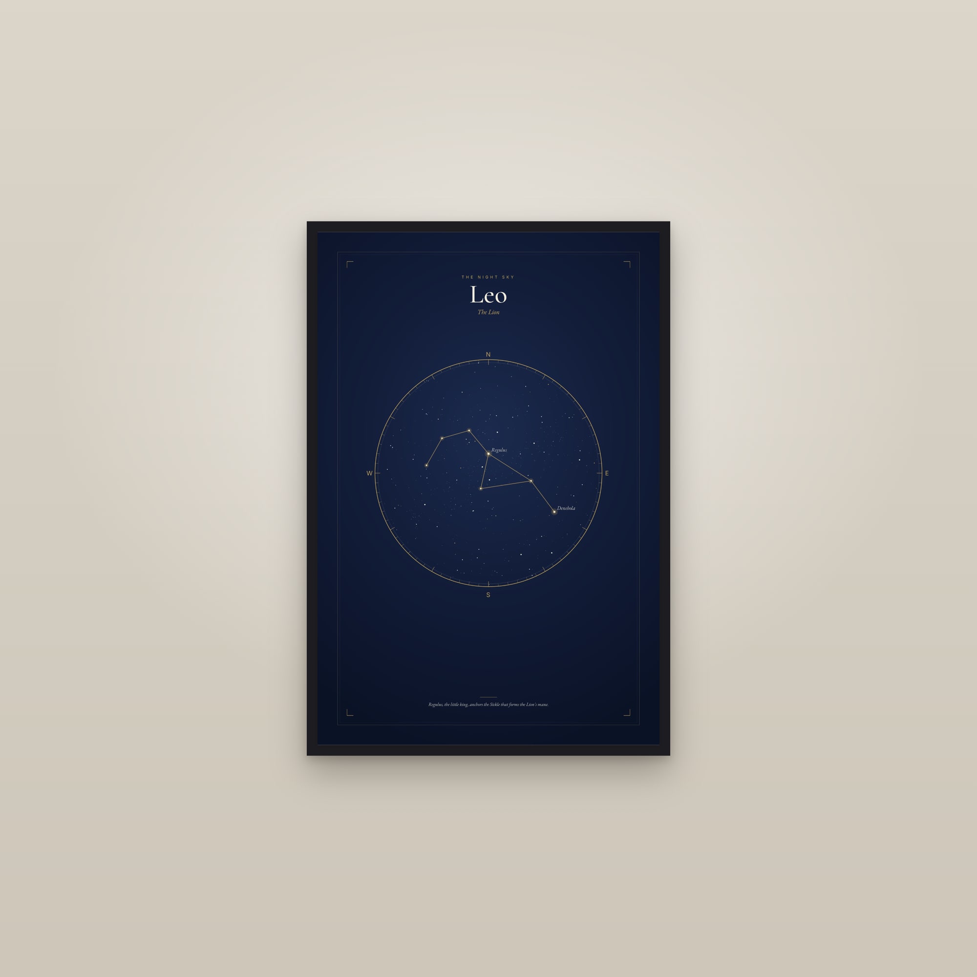 Leo — Star Map — framed in a gallery setting