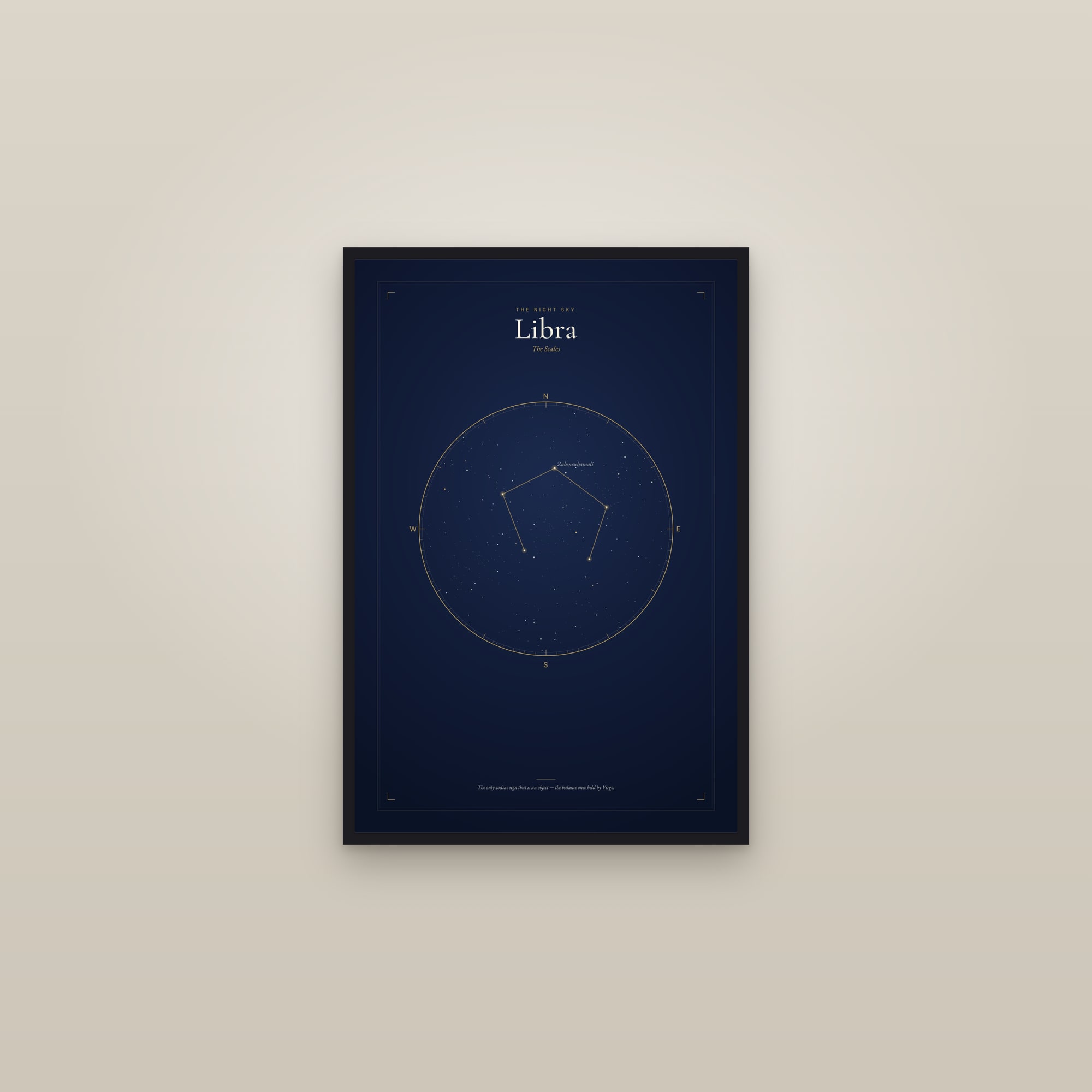 Libra — Star Map — framed in a gallery setting