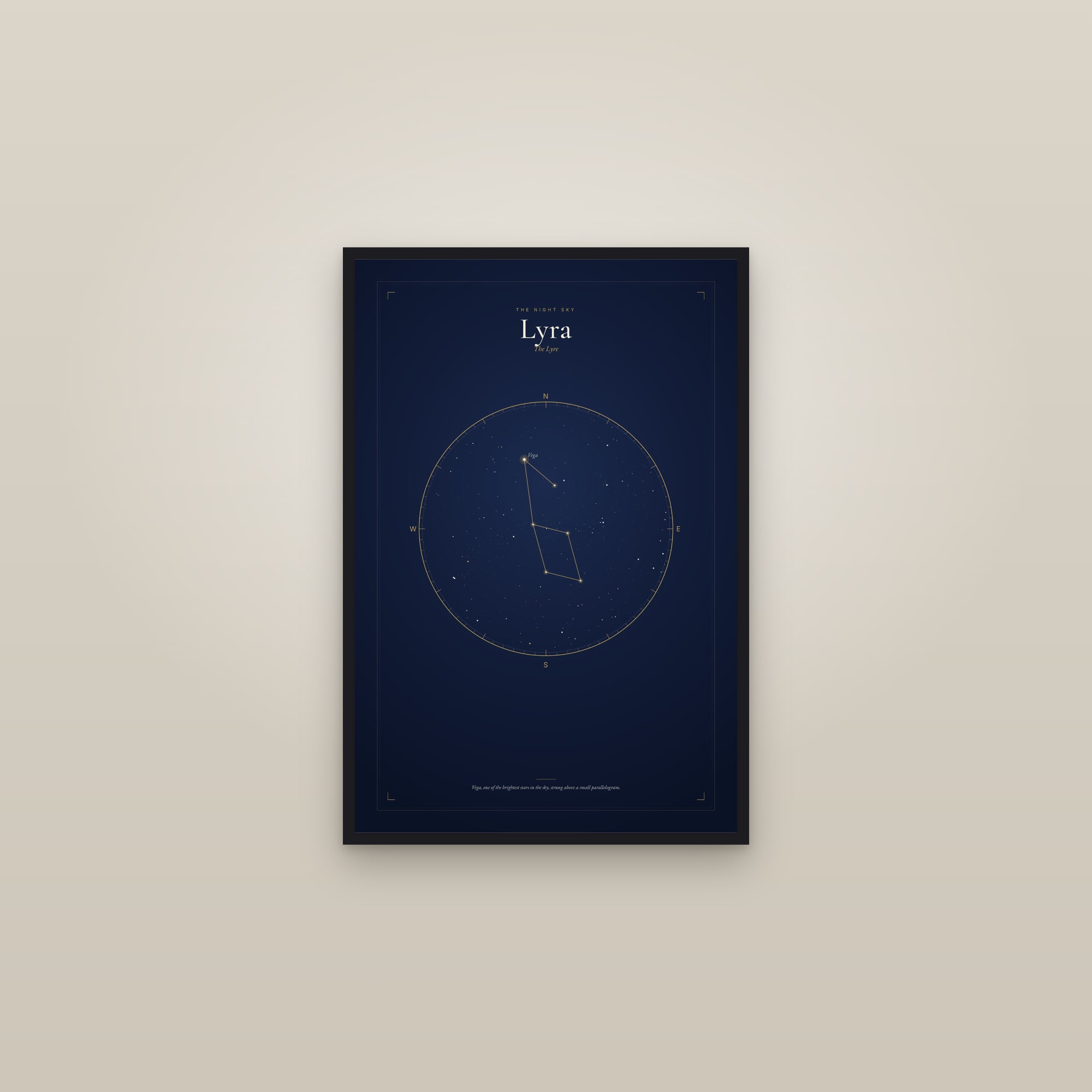 Lyra — Star Map — framed in a gallery setting