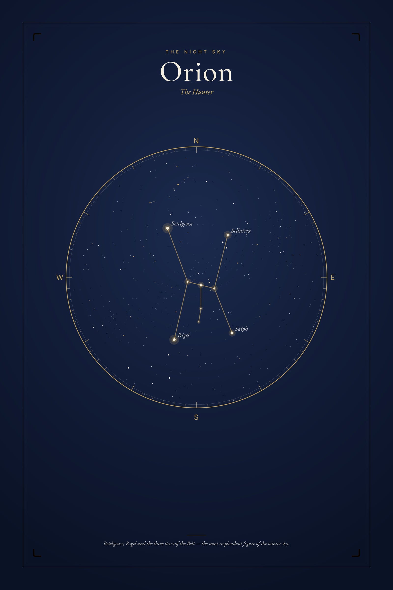 Framed Orion star map print