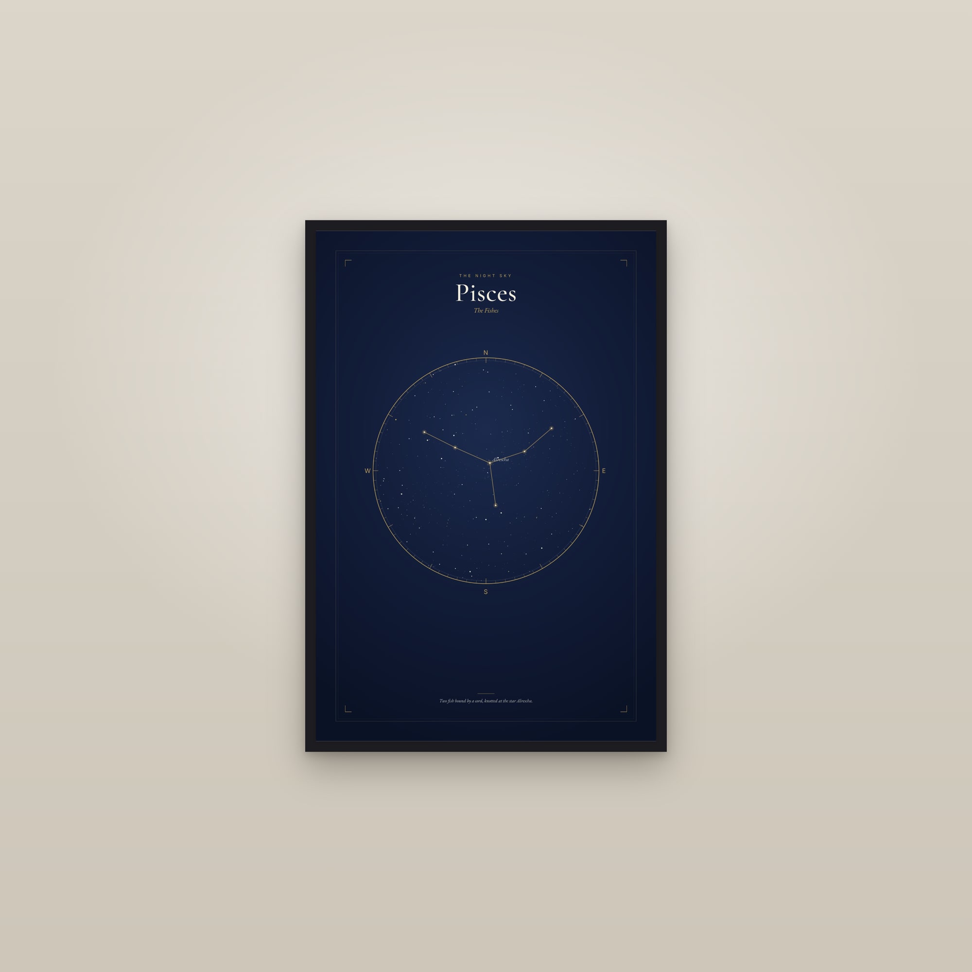 Pisces — Star Map — framed in a gallery setting