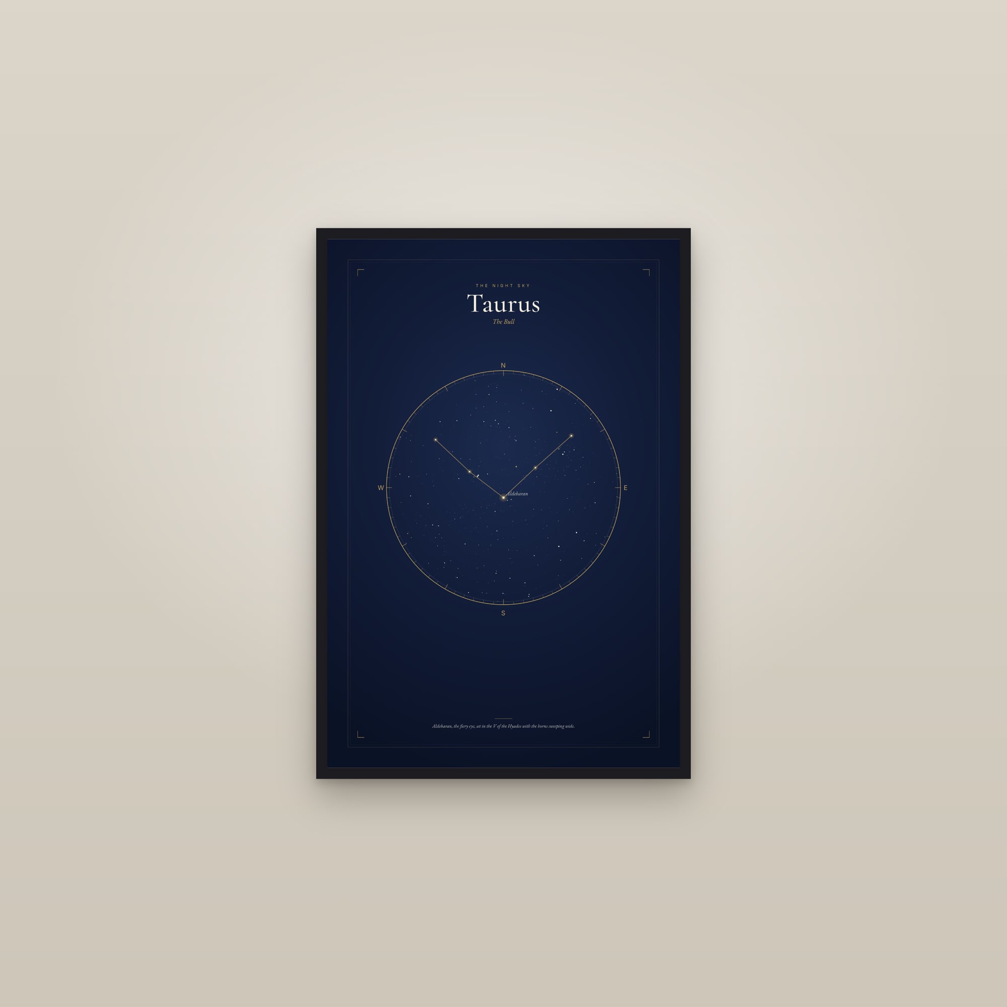 Taurus — Star Map — framed in a gallery setting