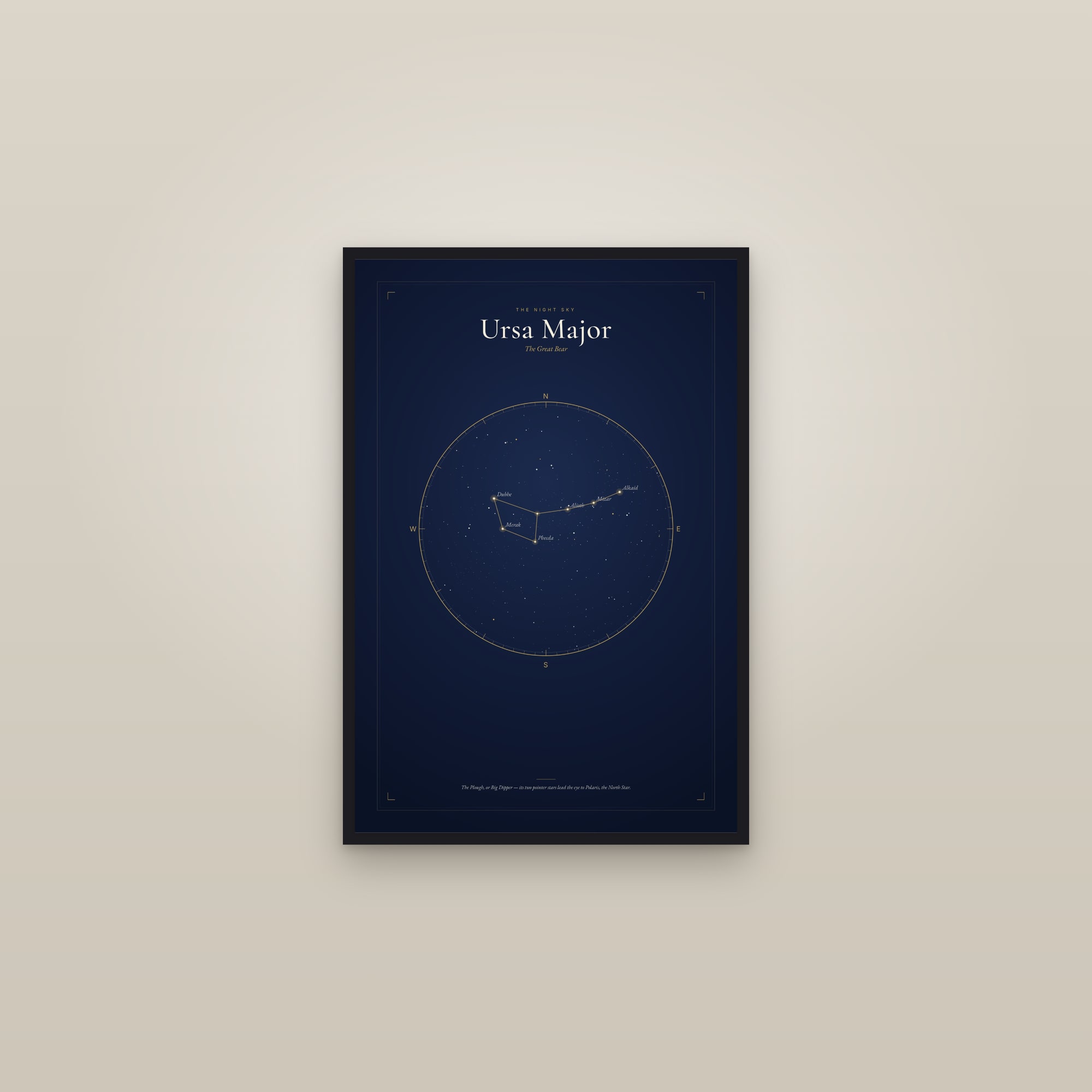 Ursa Major — Star Map — framed in a gallery setting