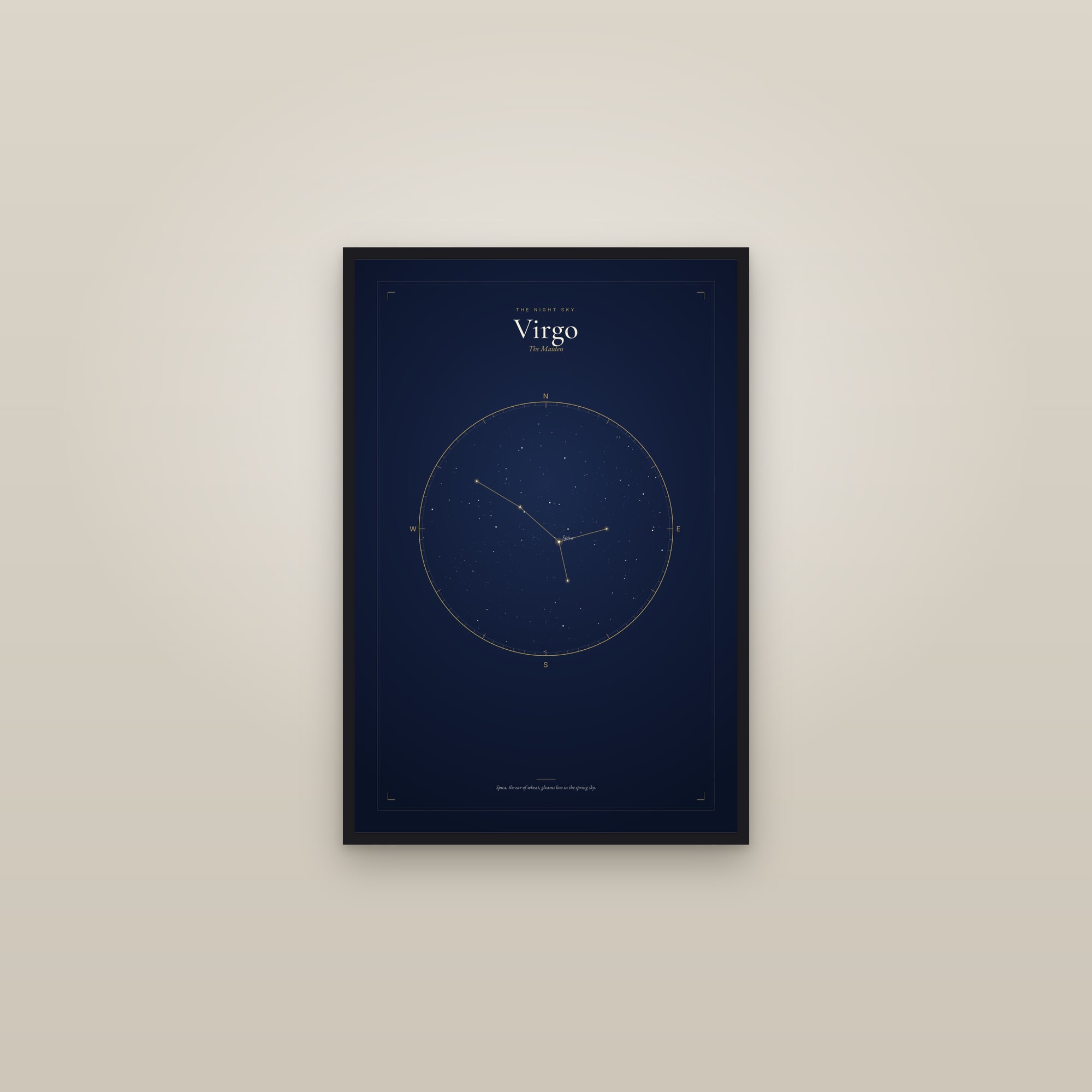 Virgo — Star Map — framed in a gallery setting