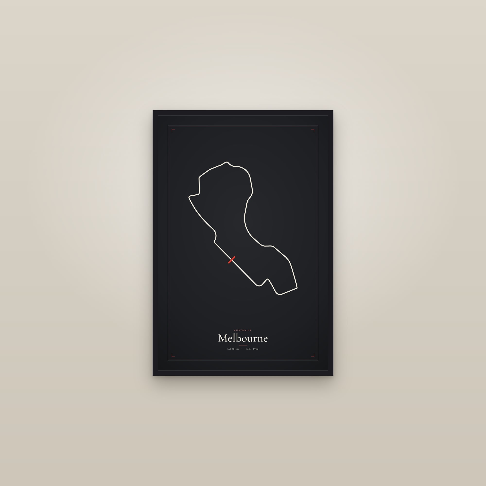 Melbourne — Circuit Print — framed in a gallery setting