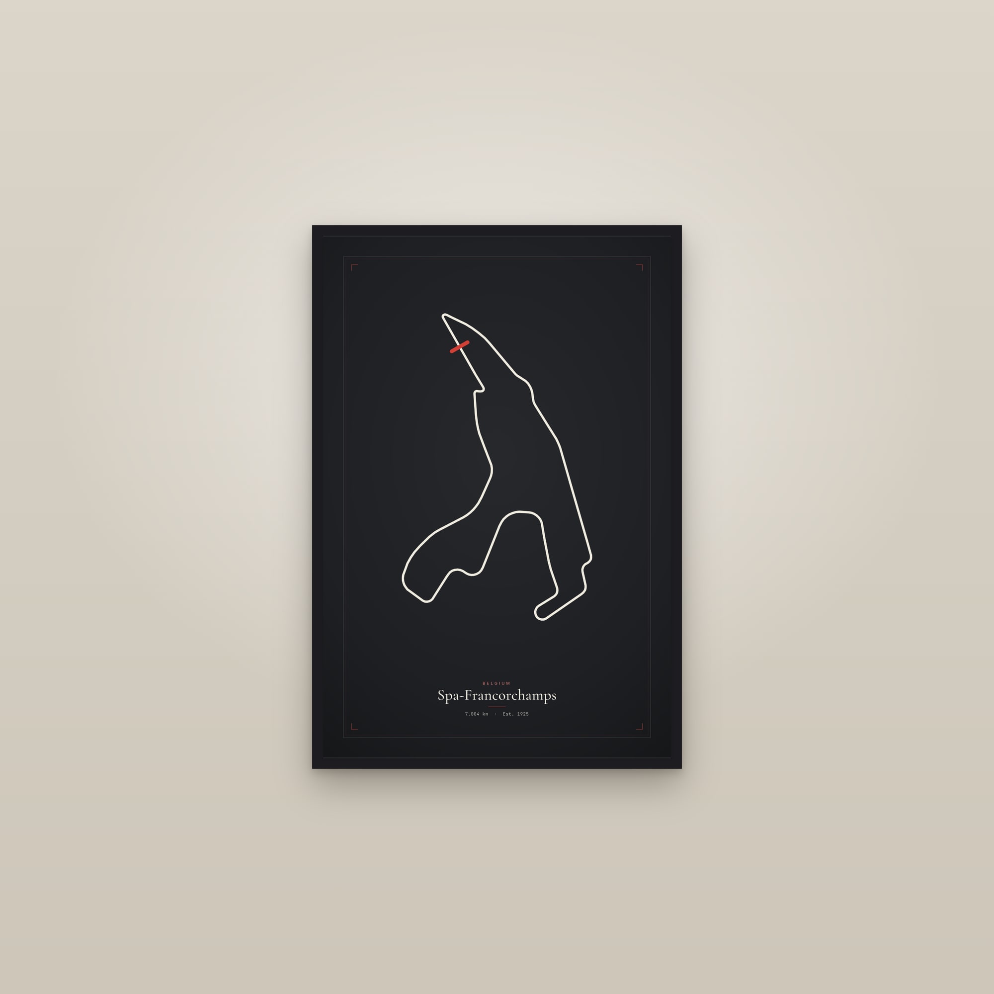 Spa-Francorchamps — Circuit Print — framed in a gallery setting