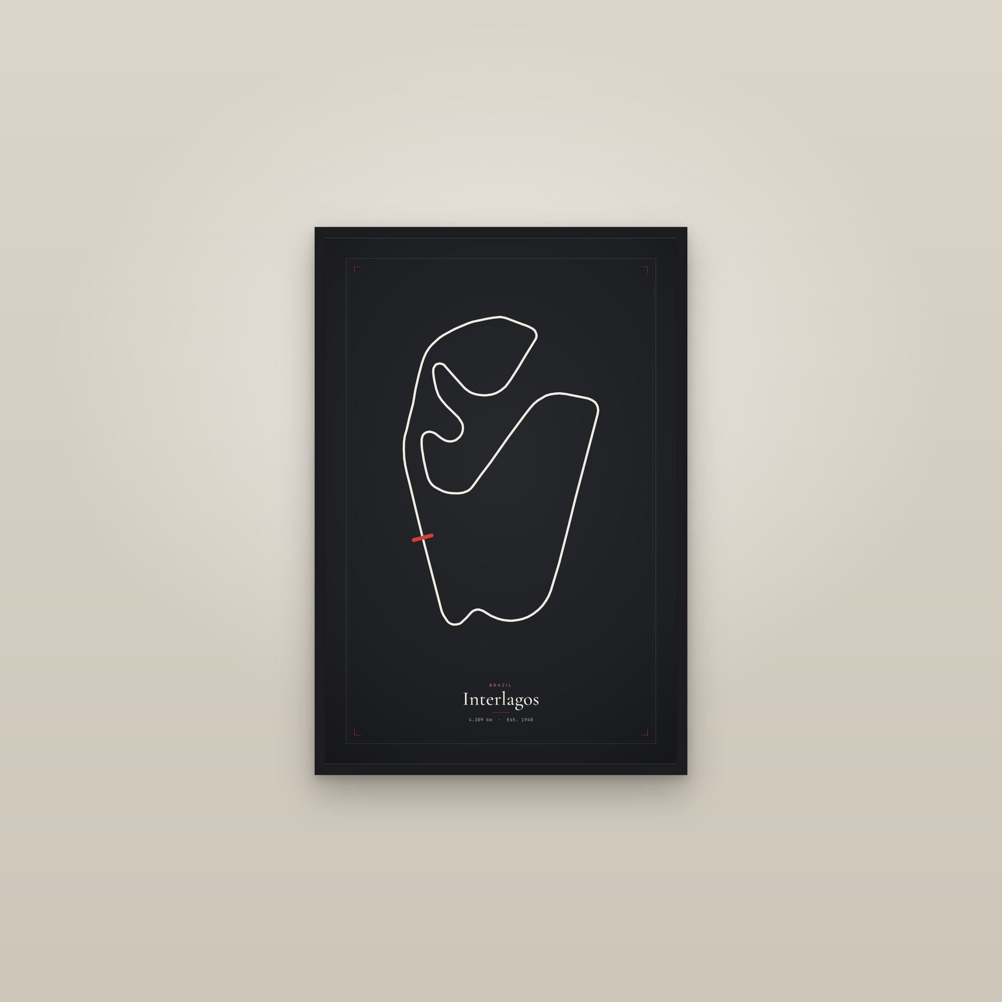 Interlagos — Circuit Print — framed in a gallery setting