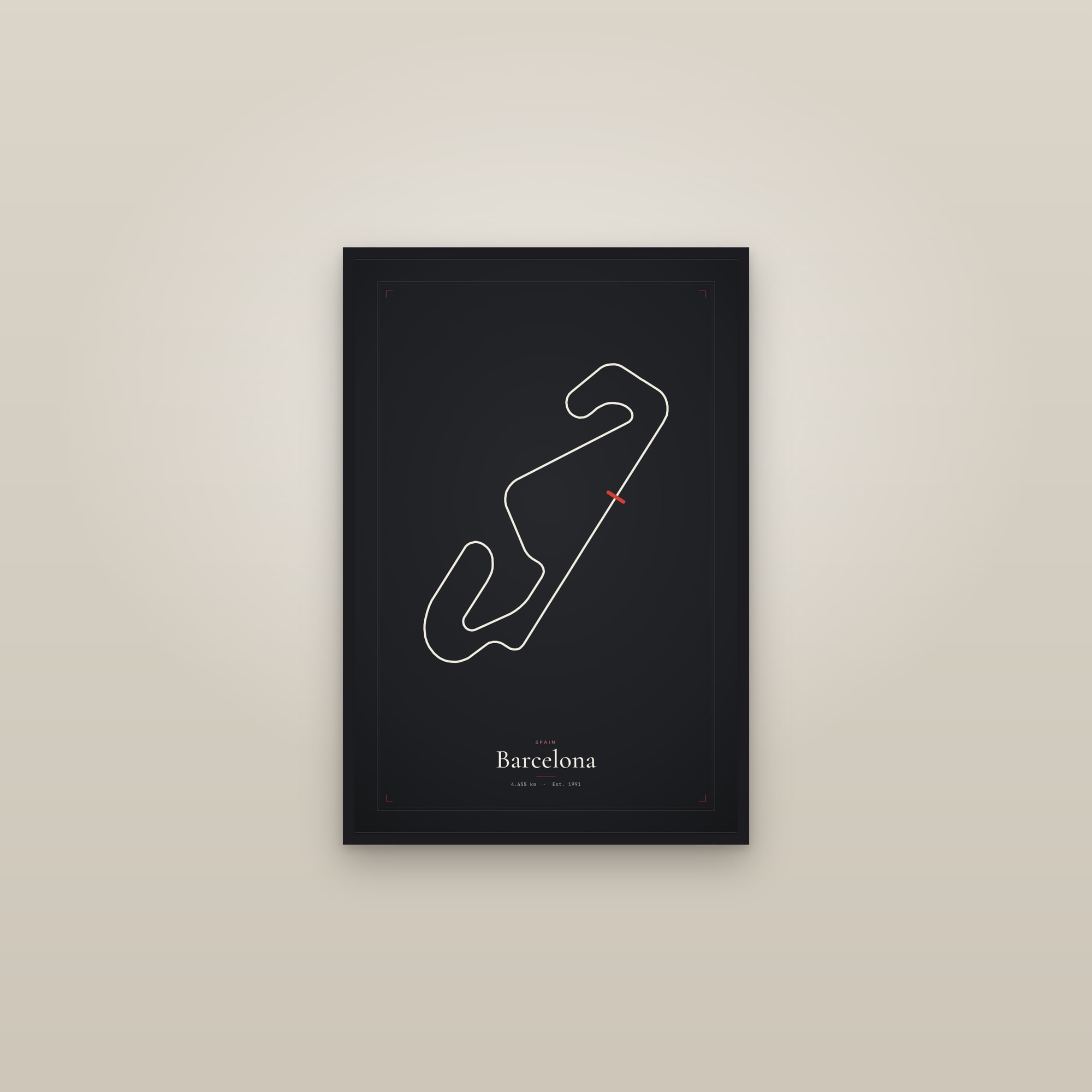 Barcelona — Circuit Print — framed in a gallery setting