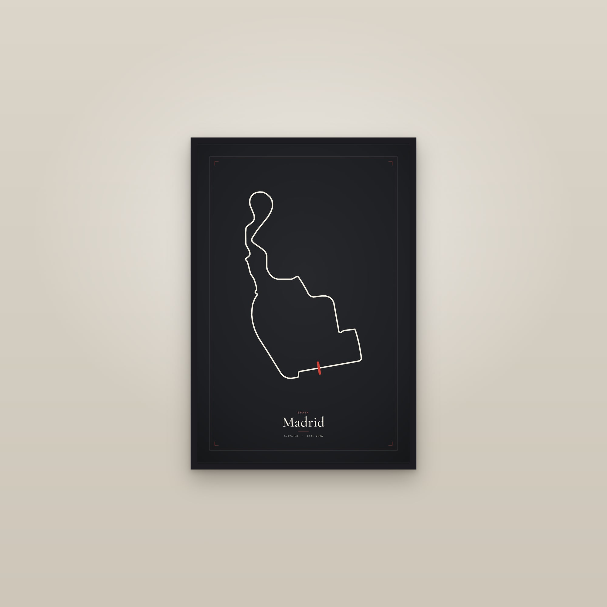 Madrid — Circuit Print — framed in a gallery setting