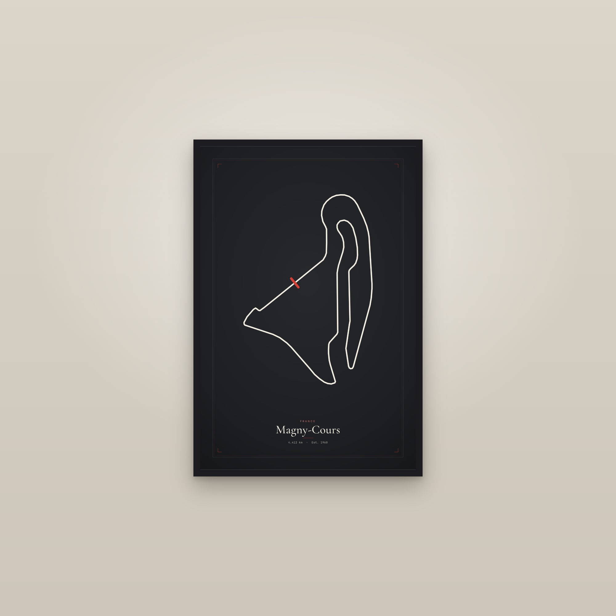 Magny-Cours — Circuit Print — framed in a gallery setting