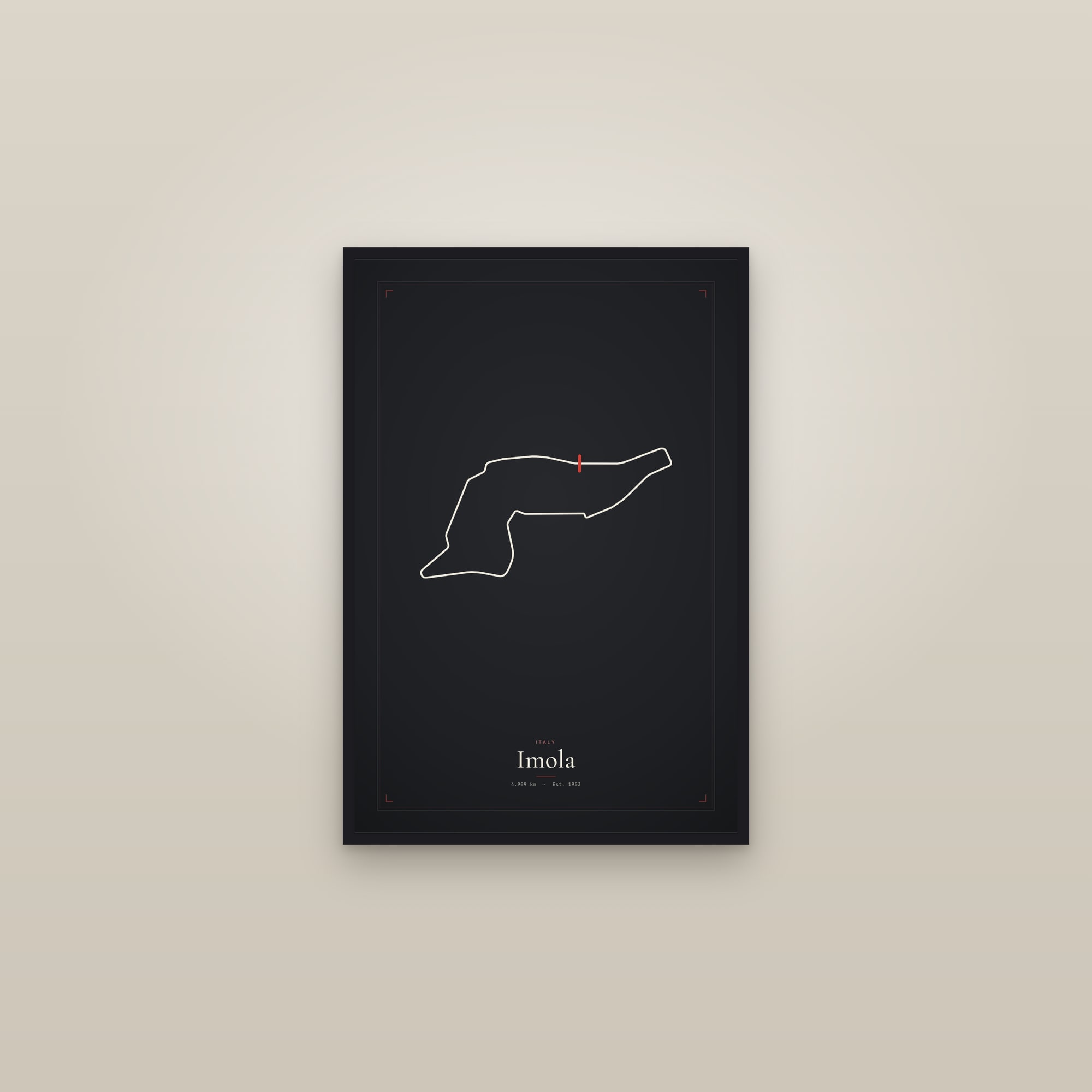 Imola — Circuit Print — framed in a gallery setting